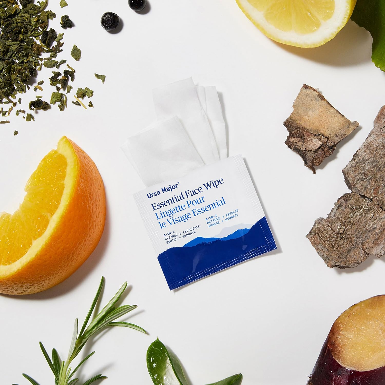 Ursa Major Essential Face Wipes - Tonic-Infused Natural Face Wipes to Reboot Dull Tired or Oily Skin with Aloe Bamboo and Green Tea (20 Individually-Wrapped Bamboo Wipes) image number 6