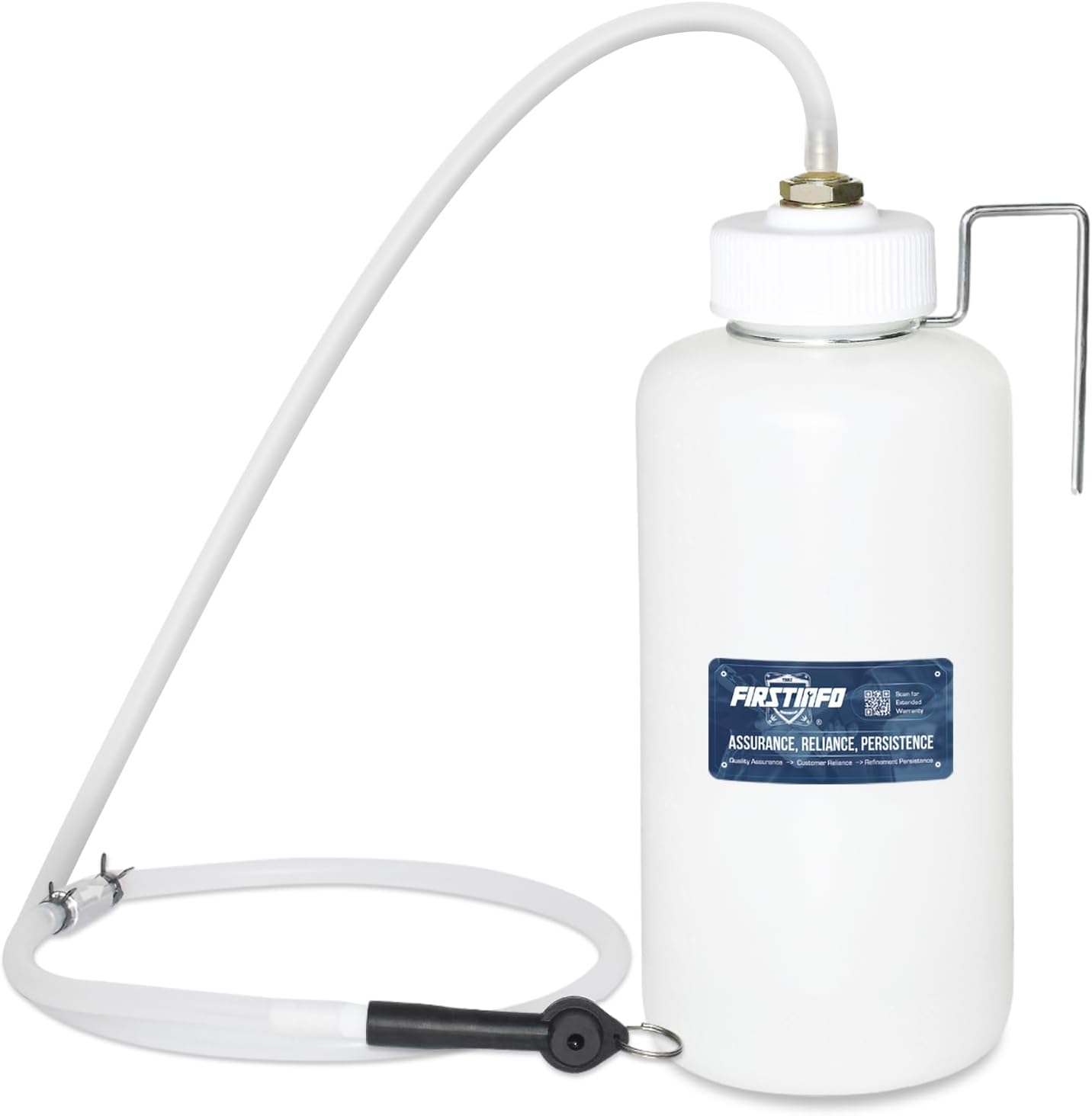FIRSTINFO A1156H 1 Liter Brake Fluid Bleeder Bottle for Brake Service -With Non-Return Check Valve and Hanging Hook