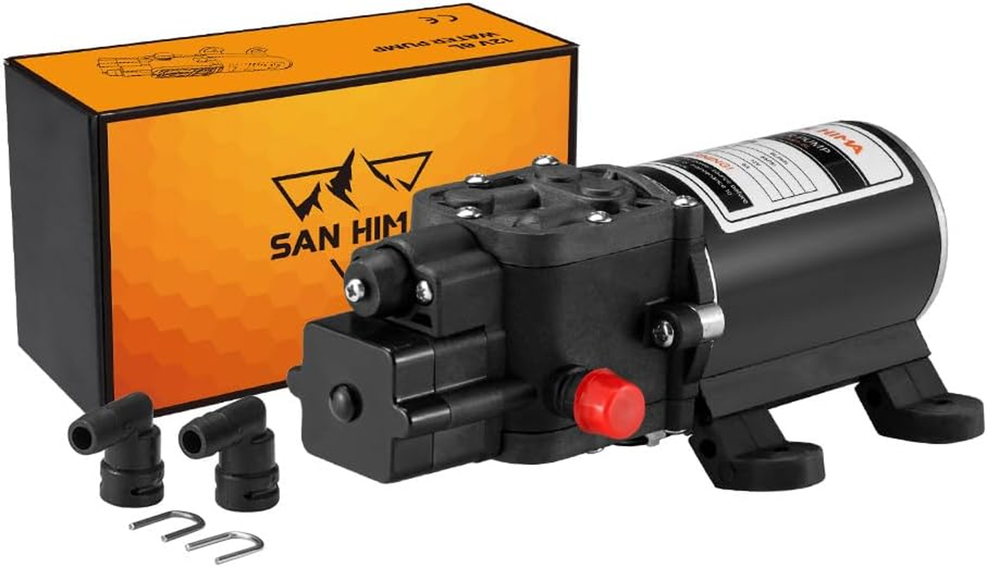 San Hima 12V Water Pump, 65PSI 6L/Min High Pressure DC Fresh Water Pump Self Priming for Caravan RV Garden Camping Boat image number 5