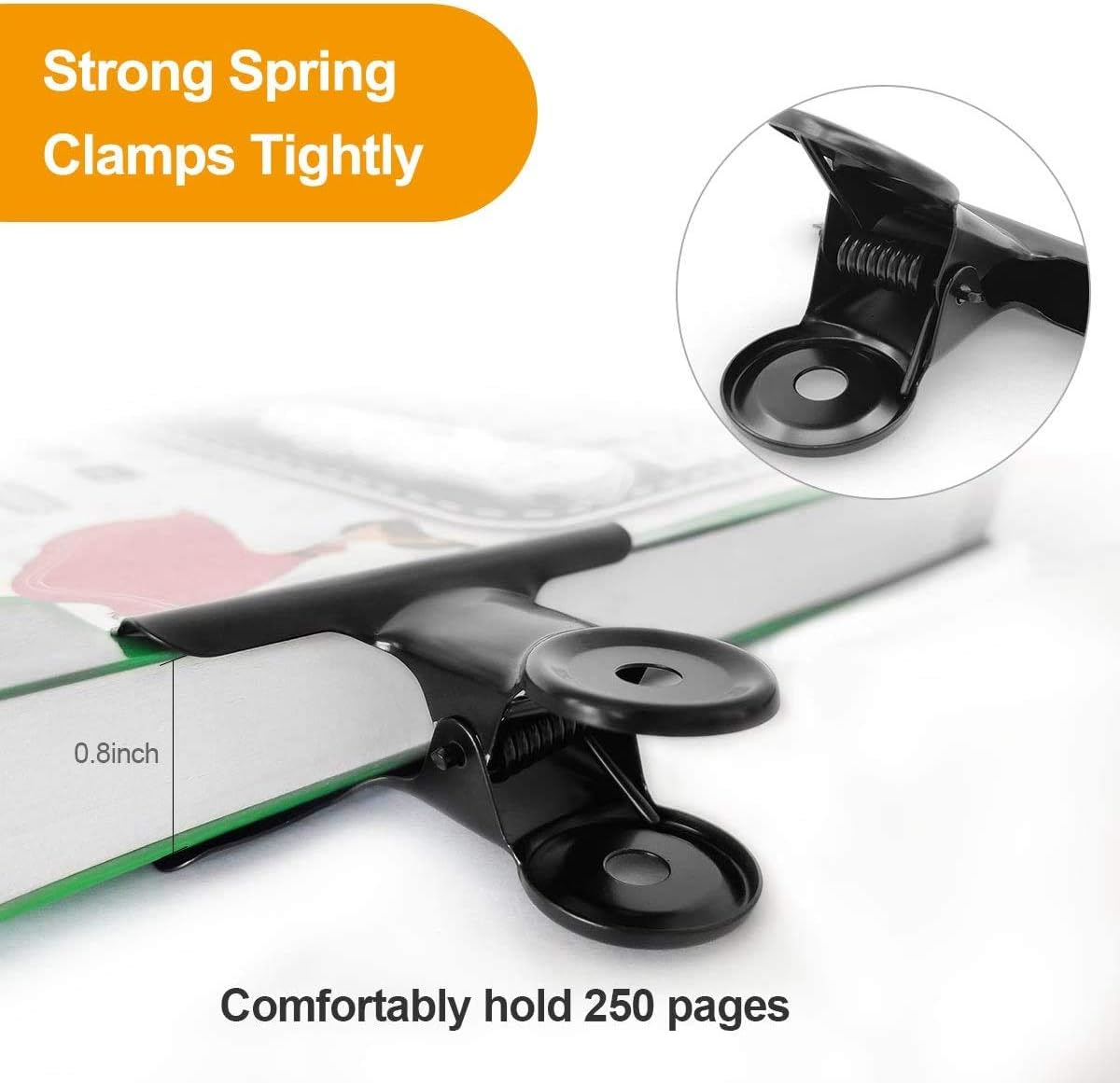 DKKO Metal Hinge Paper Clips Large Bulldog Binder Clips round Clamps for Files Crafts Photos Calendars Recipes Drawings Food Bags Papers at Shop Kitchen Home or Office(2.4Inch 10Pcs Black) image number 3