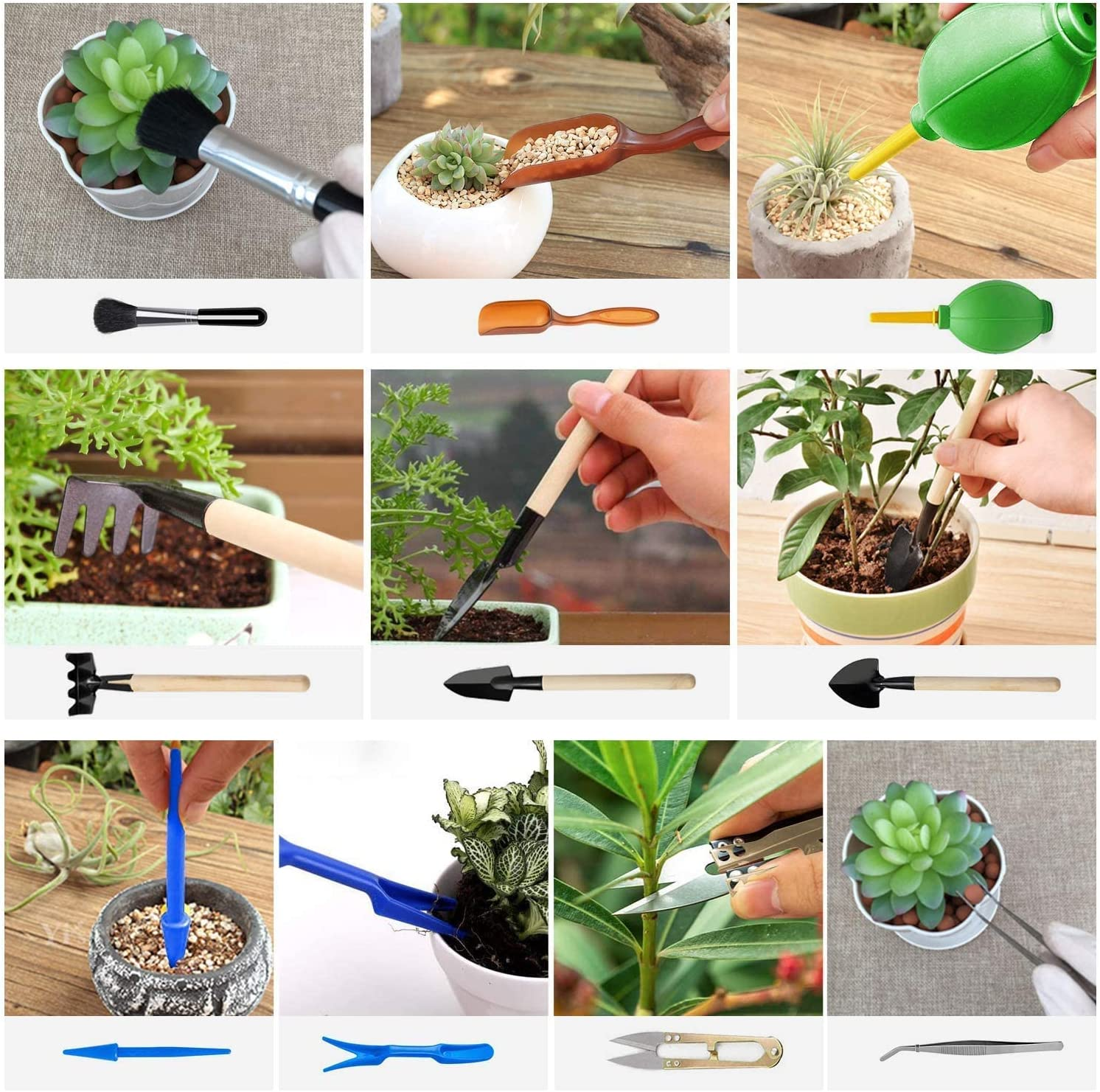 Mibote 83 Pcs Garden Tools Set Succulent Tools Set, Heavy Duty Aluminum Manual Garden Kit Outdoor Gardening Gifts Tools for Men Women (Green) image number 6