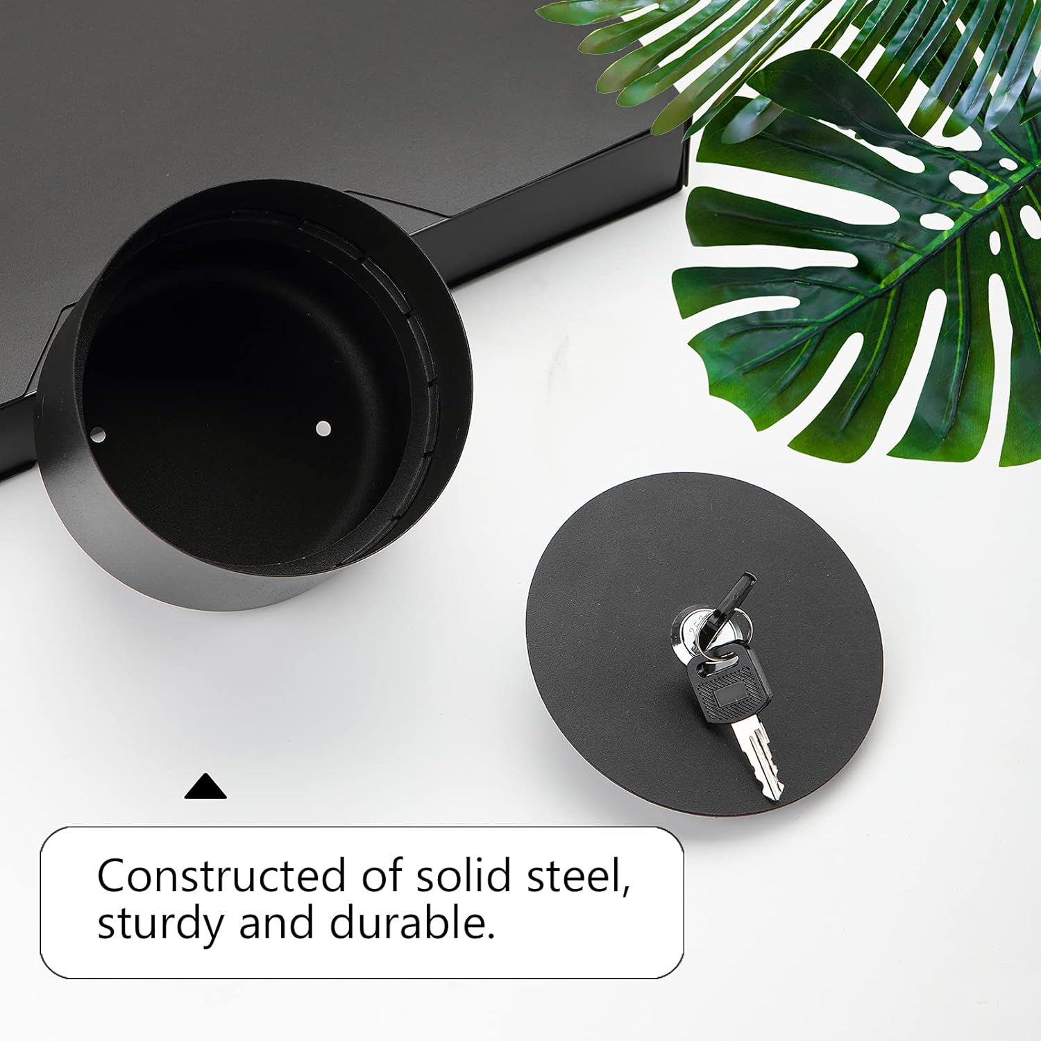 Flower Pot Diversion Safe with Key Lock, Secret Hidden Safe Lock Box, Perfect for Hiding the Valuables inside Flower Pot&rsquo;S False Bottom, Plants Not Include,Black image number 1