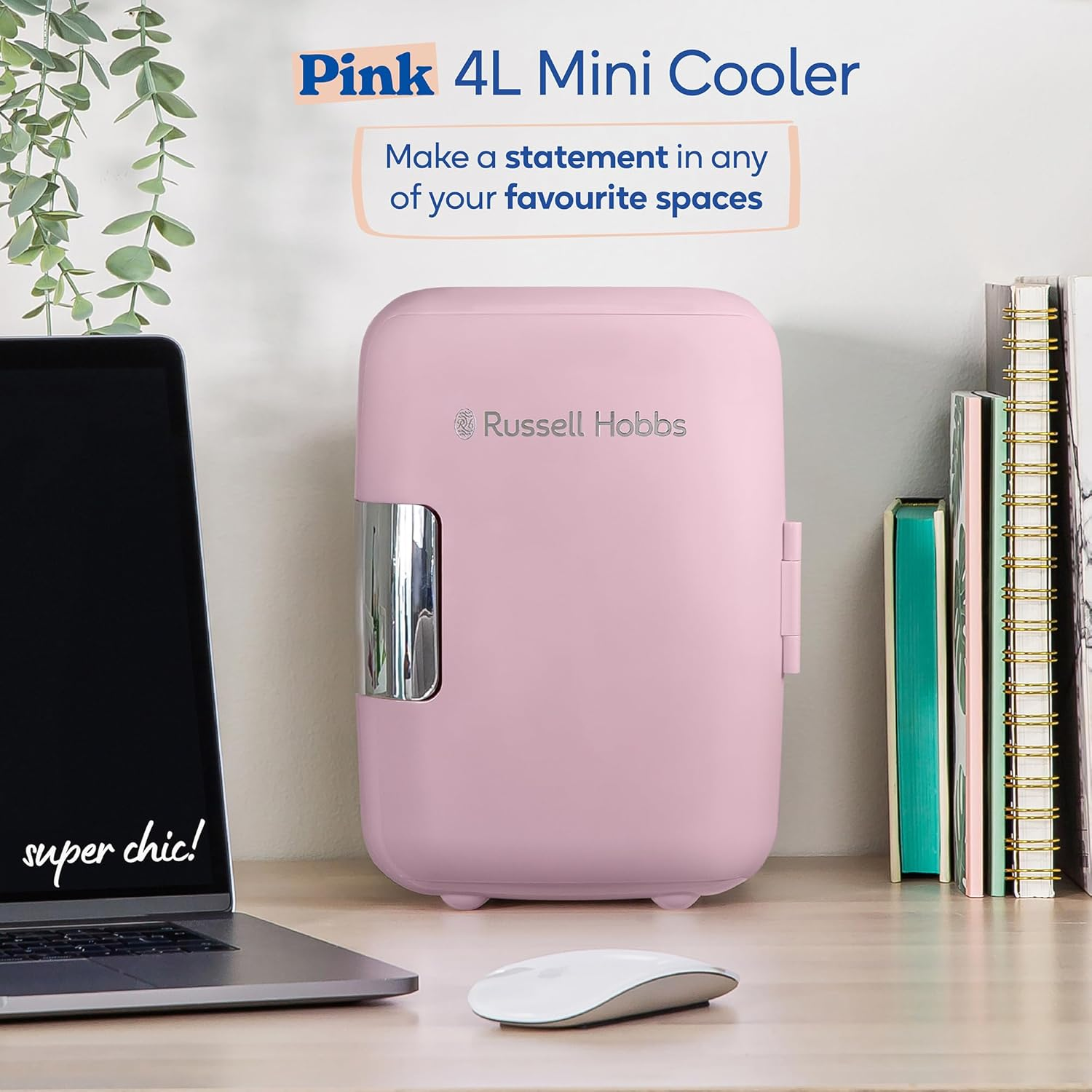 Russell Hobbs 4L/6 Can Portable Mini Cooler & Warmer for Drinks, Cosmetics/Makeup/Skincare, AC/DC Power, Retro Style, Pink, for Bedroom, Home, Caravan, Car RH4CLR1001P - Groove Black image number 5