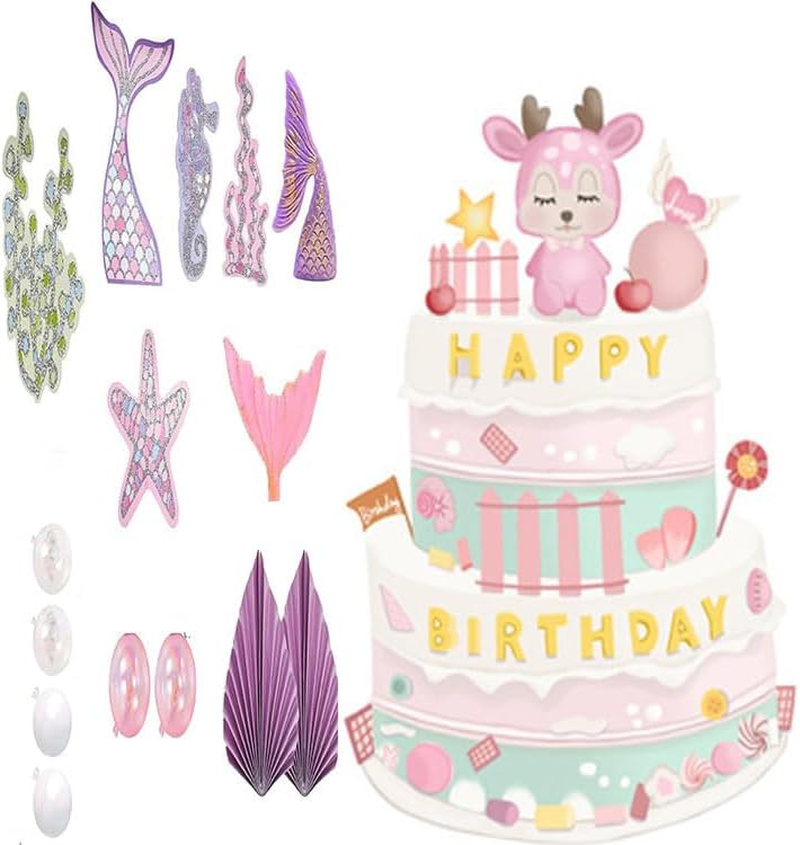 Limcryspp 22-Piece Marine-Themed Mermaid Cake Flag Set, Including Mermaid Tails, Starfish, Shells and Bubbles, Is Suitable for Baby Parties and Birthday Party Decorations image number 4