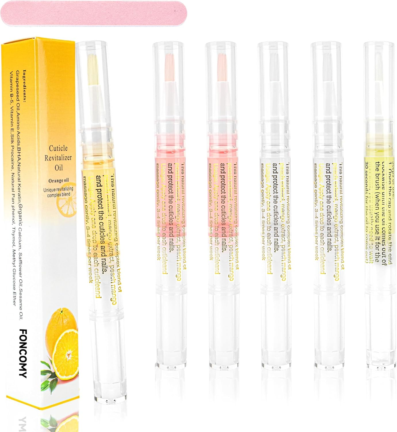 Cuticle Oil Pens - 4 PCS Revitalizing Oil Pen with Soft Brush for Nail Care, Cuticle Softener to Prevent Dry and Cracked Nails with Nail File, Mixed Scents