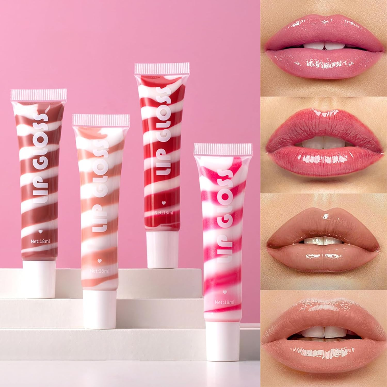 Hydra Moisturizing Lip Gloss-Lightweight Gloss，Long Lasting Non-Sticky， Colored Moisturizing Hydrating, Lip Makeup 18Ml # 01 -  02 image number 2