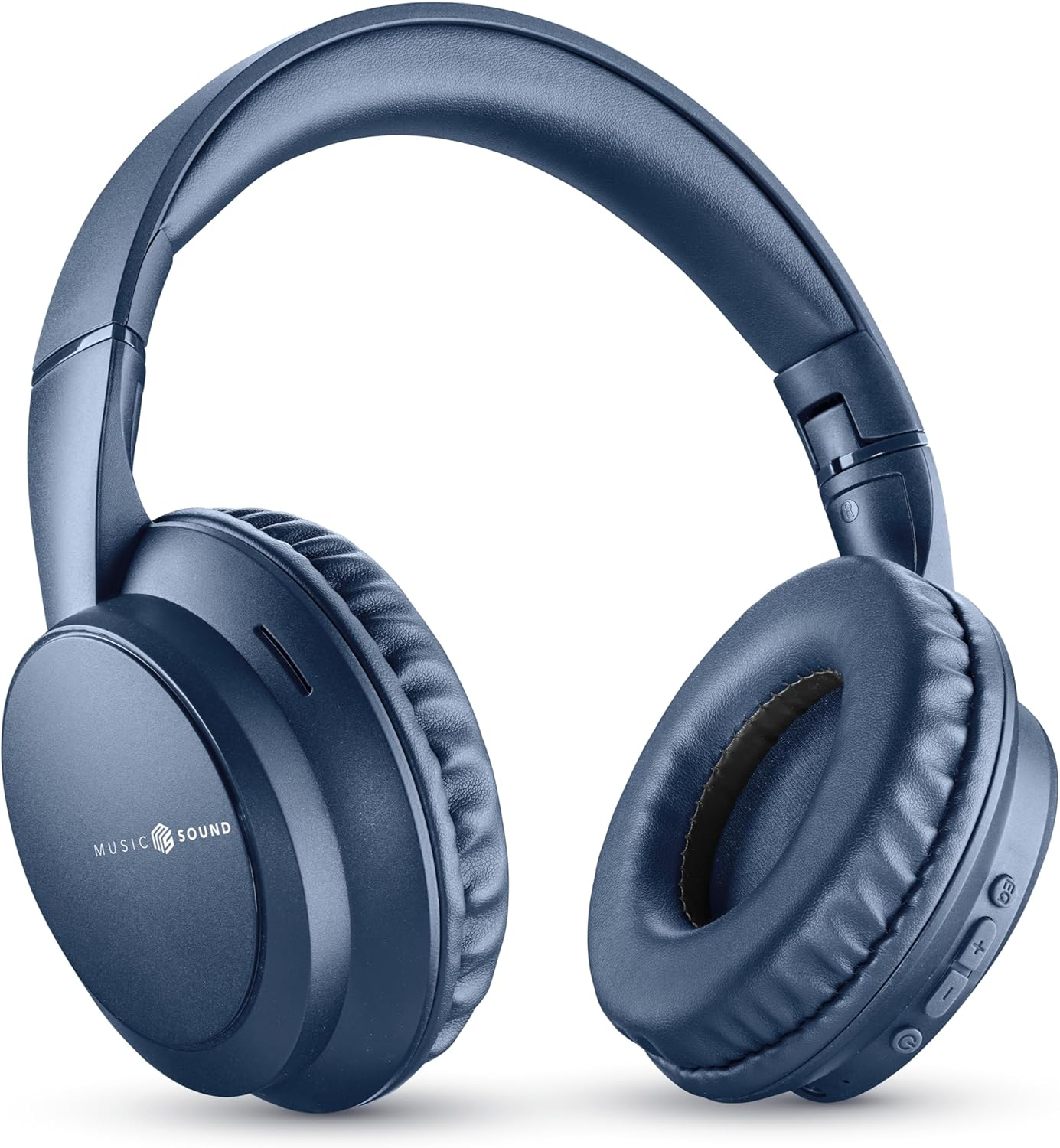 Music Sound over Ear Headphones | on Ear Headphones Foldable Headband with 1.2 M Anti-Tangle Cable and Built-In Microphone - 3.5 Mm Jack Connector - Black