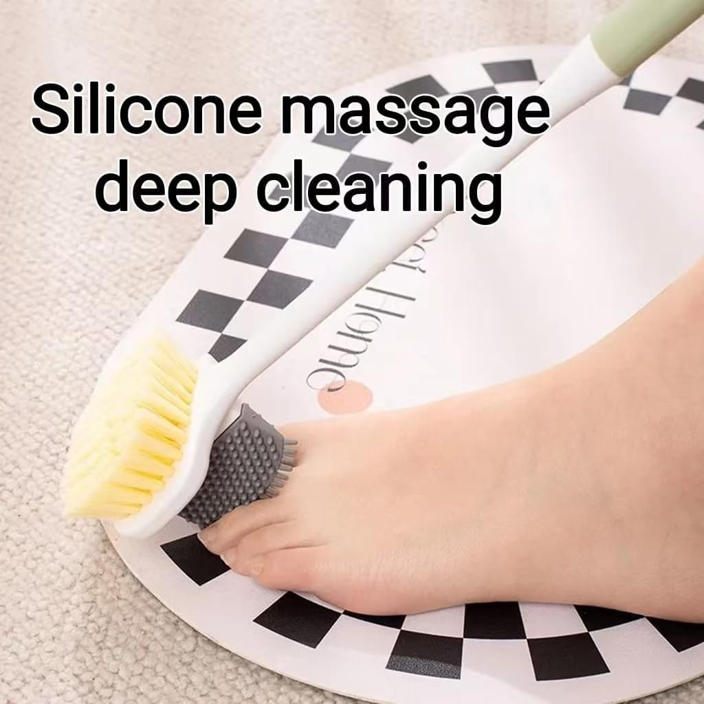 (2Pcs) Toe Cleaning Brush,Silicone Foot Scrubber for Shower with 13.7" Long Handle Soft Cleaning Bath Brush Feet Cleaner Scrub Foot Care for Seniors,Elderly, Men and Women (Gray, 13.7") image number 3