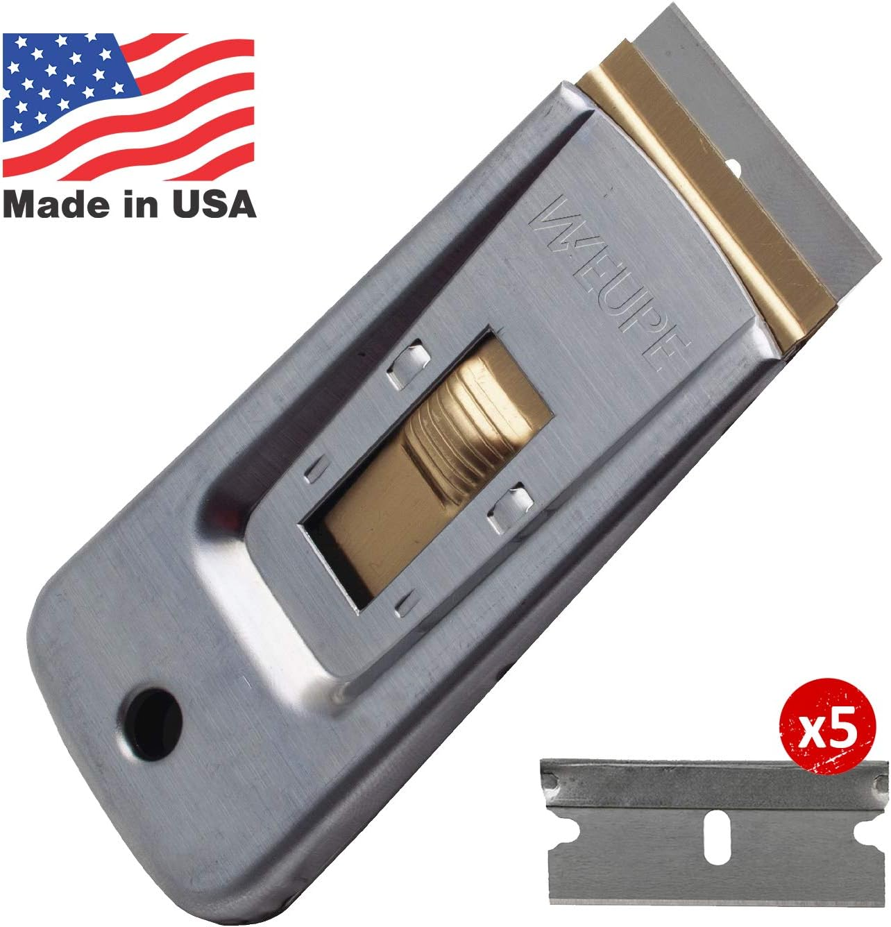 Razor Blade Scraper Tool: Window Scraper, Glass Cooktop Scraper & Paint Scraper, Car Decal, Sticker and Glue Remover Razor Holder with 5 Replaceable Single Edge Blades (2 Sets) image number 2