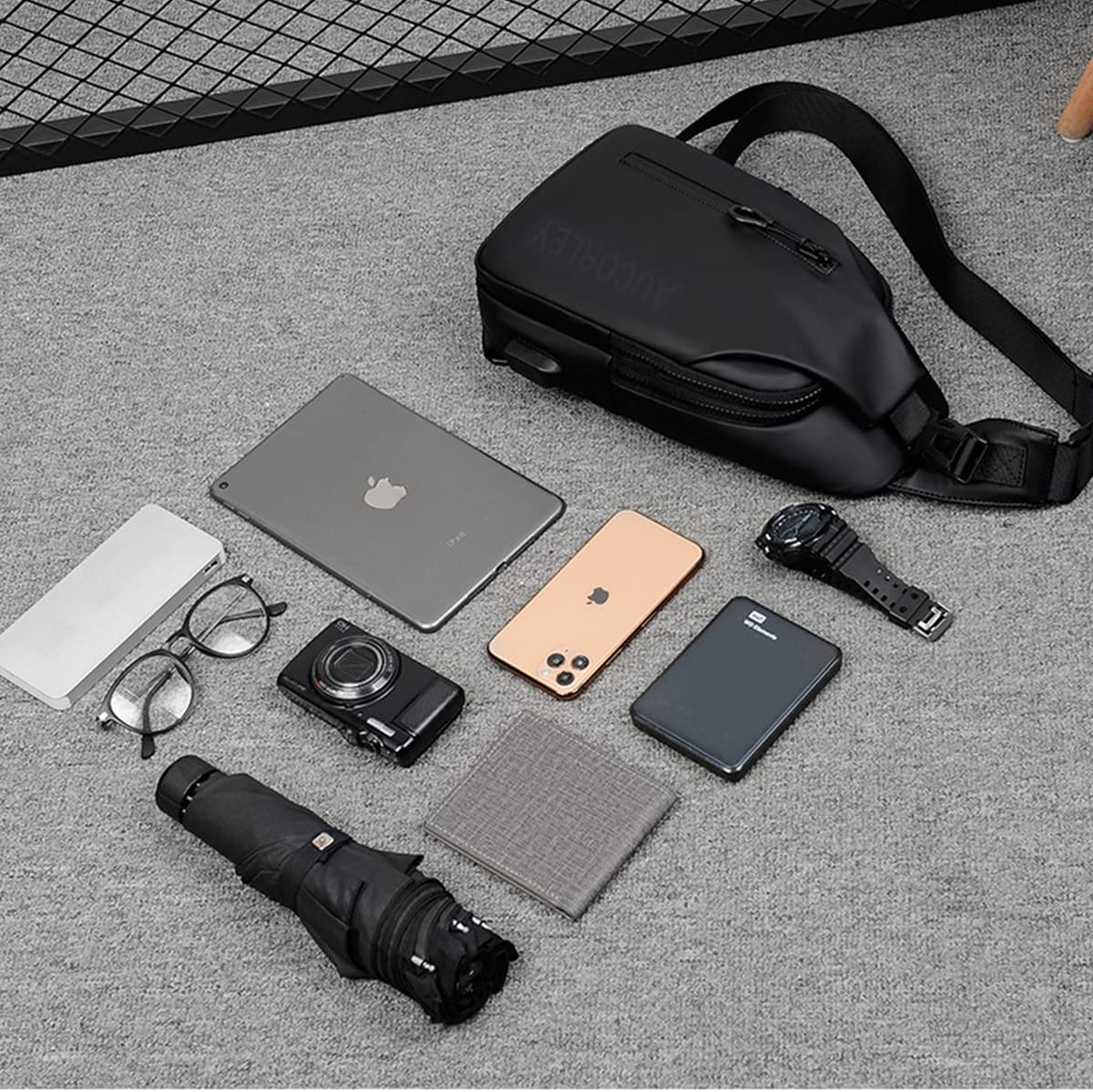 Sling Backpack Chest Bag,Aucorley Lightweight Outdoor Sport Travel Hiking anti Theft Crossbody Shoulder Pack Bag Daypack for Men Women(Black) image number 5