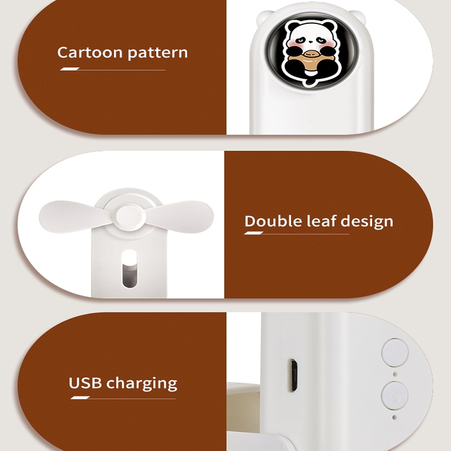 Portable Handheld Fan, Mini Rechargeable Handheld Fan, USB Spray Fan With，Pocket Fan, USB Powered Folding Personal Fan, Good for Travel, Eyelashes, Cute Small Pocket Fan for Women, Girl（White）