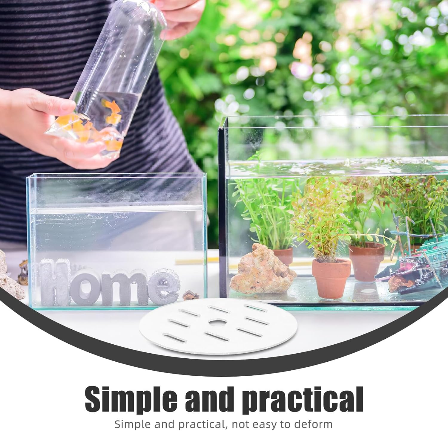 DINHEAROM Transparent Acrylic Fish Tank Lid Cover round Aquarium Escape Terrarium Cover with Easy Setup and Anti-Jumping Function for Secure Aquatic Pet Safety image number 6