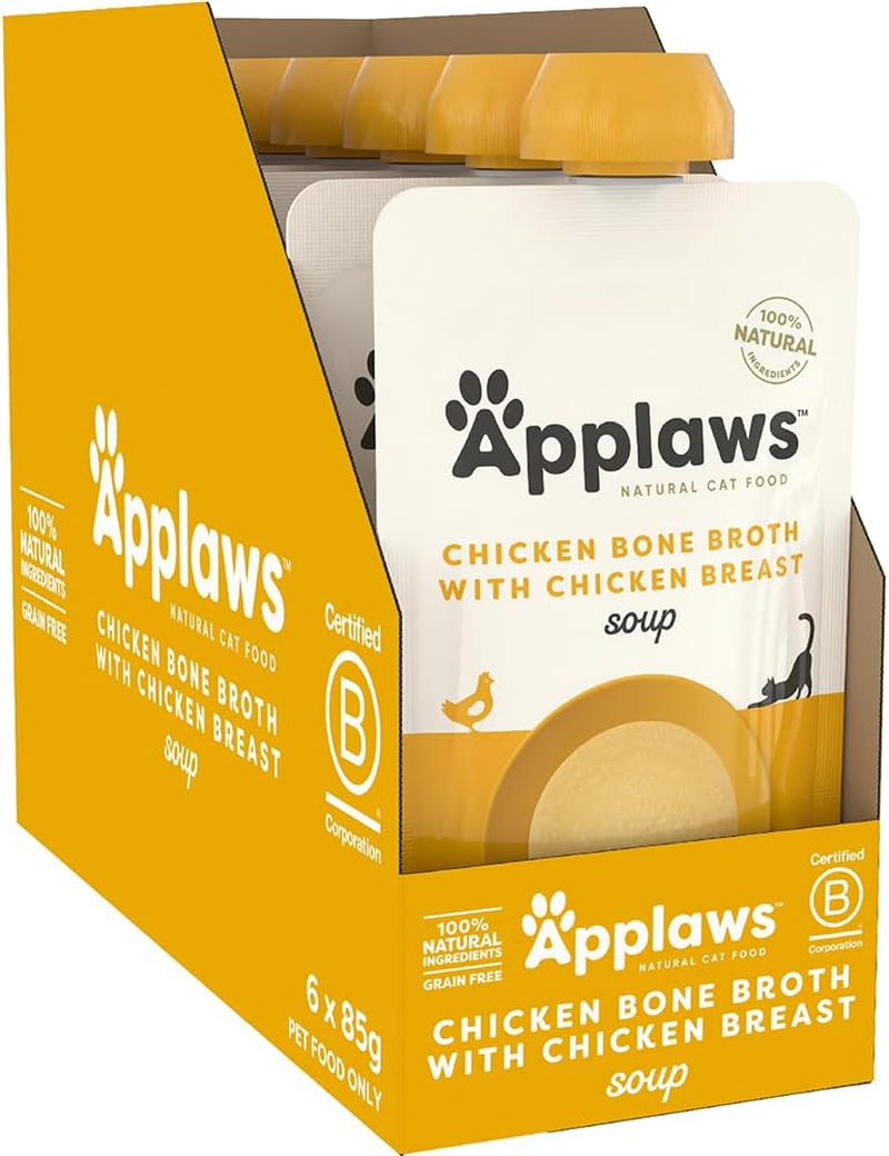 Applaws 100% Natural Wet Cat Treat Chicken Bone Broth with Chicken Breast Soup, Limited Ingredients Pet Food 80G (Pack of 6) image number 2
