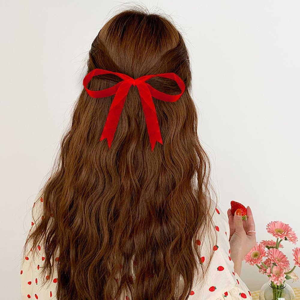 Red Organza Ribbon Thick 25Mm 50 Yards Ribbons for Gift Wrapping Crafting Chiffon Wide Matilda Red Ribbon for Flower Bouquet Bow Hair Birthday Weeding Car Cake Decoration Mothers Day Gift Christmas image number 2