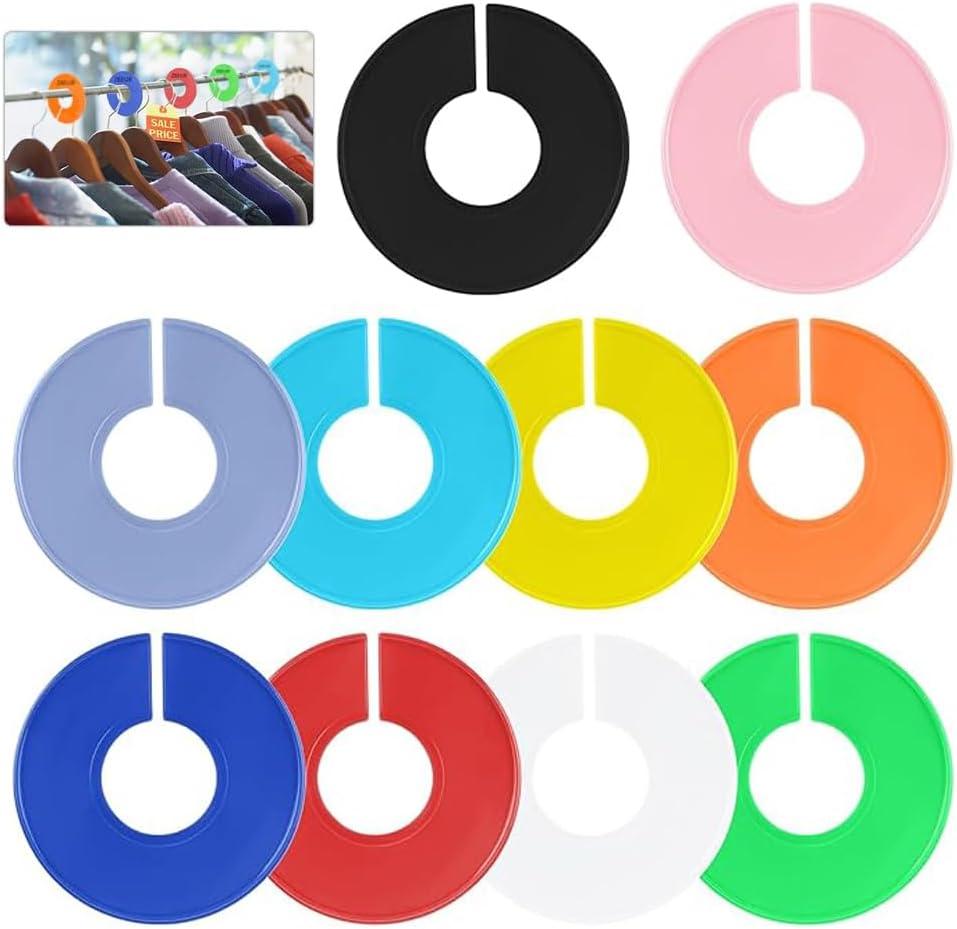 Closet Dividers for Hanging Clothes, 10 Pieces, round Plastic Rack Labels, Clothing Size Markers image number 4