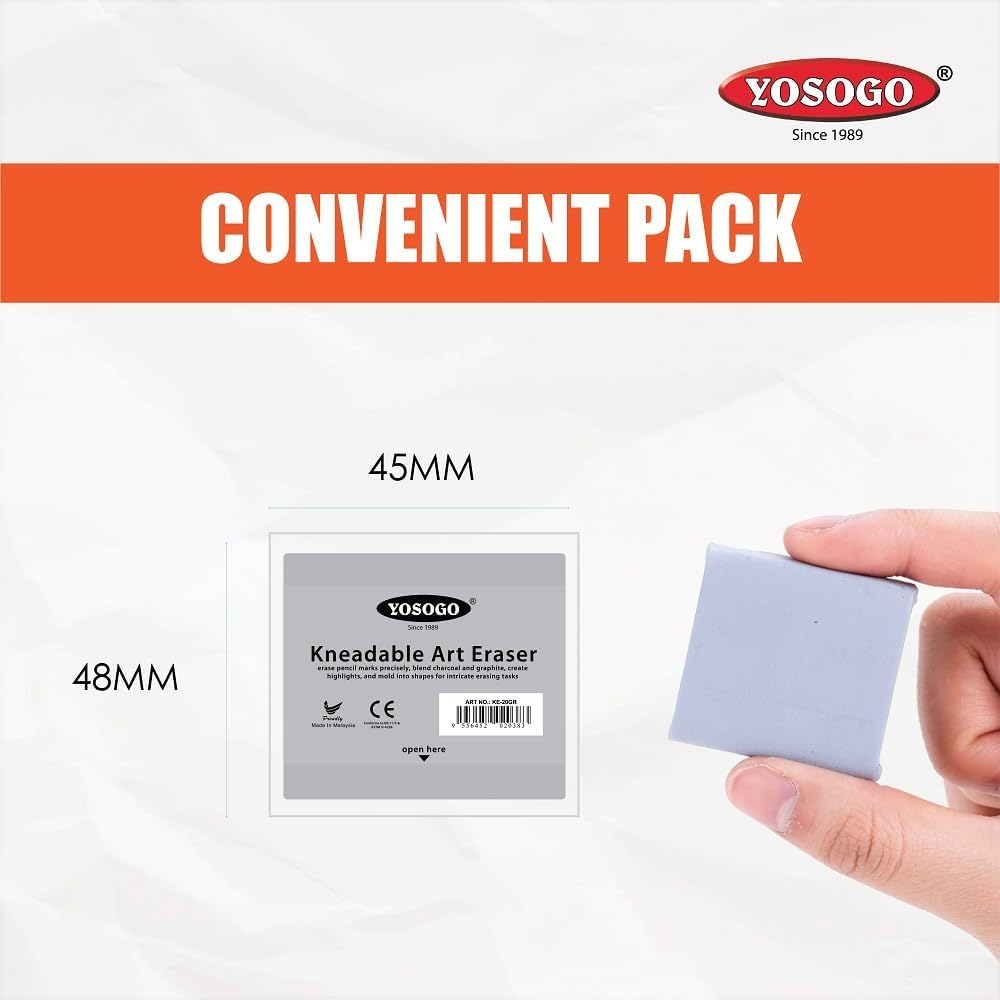 Yosogo Kneadable Art Eraser with Case (Grey, 2) image number 5