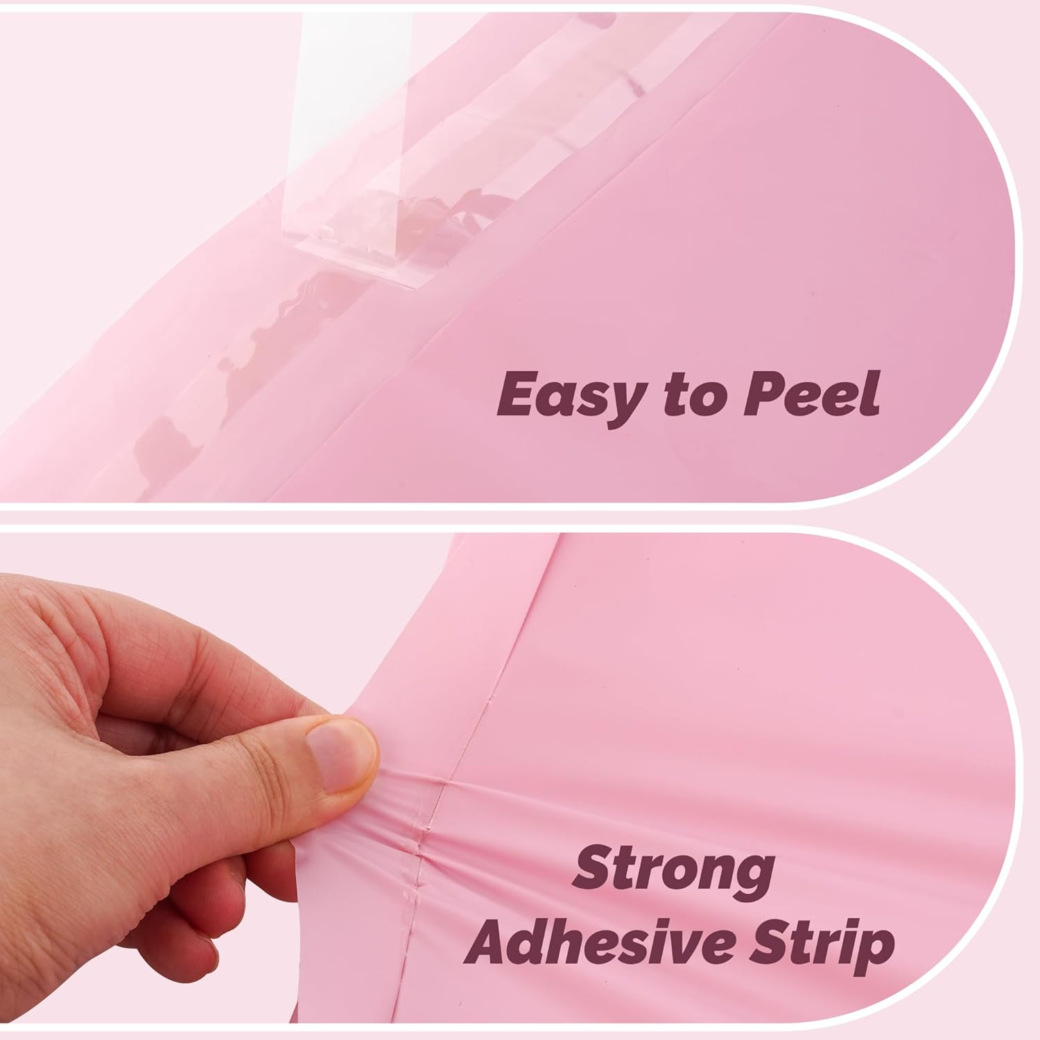 JENCENBIO Compostable Mailers Bags 15X28 Cm with Self-Sealing Strip Eco Friendly Shipping Bags Envelopes for Clothing Shoes Packaging 50 Pack Pink image number 3