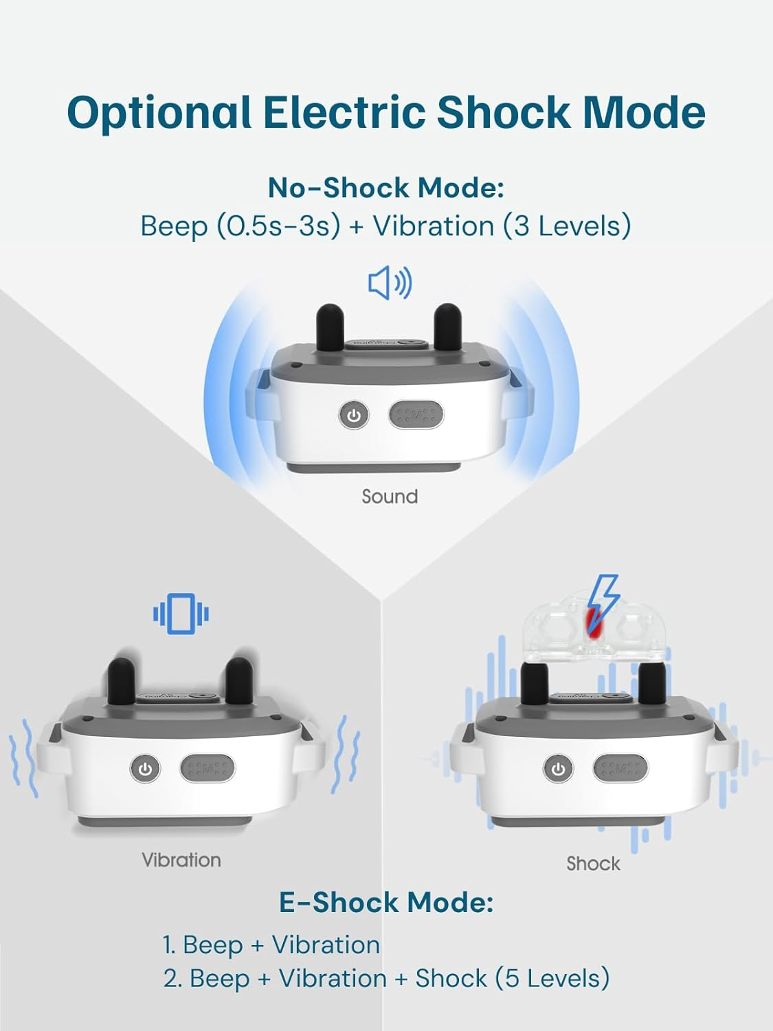 Barktec Smart Bark Collar for Dog Training: Dog anti Barking Collars with Vibration Optional Electric Shock Waterproof Rechargeable AI Technology Adjustable Fit All Small Medium Large Dogs image number 1
