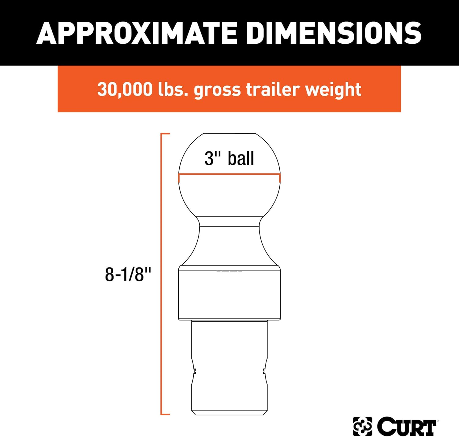 CURT 60628 30K Factory Style 3-Inch Gooseneck Ball, Fits Select Chevrolet Ford, GMC, Nissan Titan XD, Ram, Puck System Required image number 4