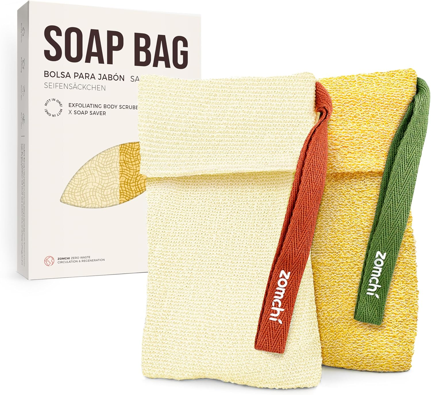 ZOMCHI Soap Bags, Soap Savers for Bar Soap with Different Exfoliating Level, Soap Pouch for Body Wash (2 Pieces, Pink)