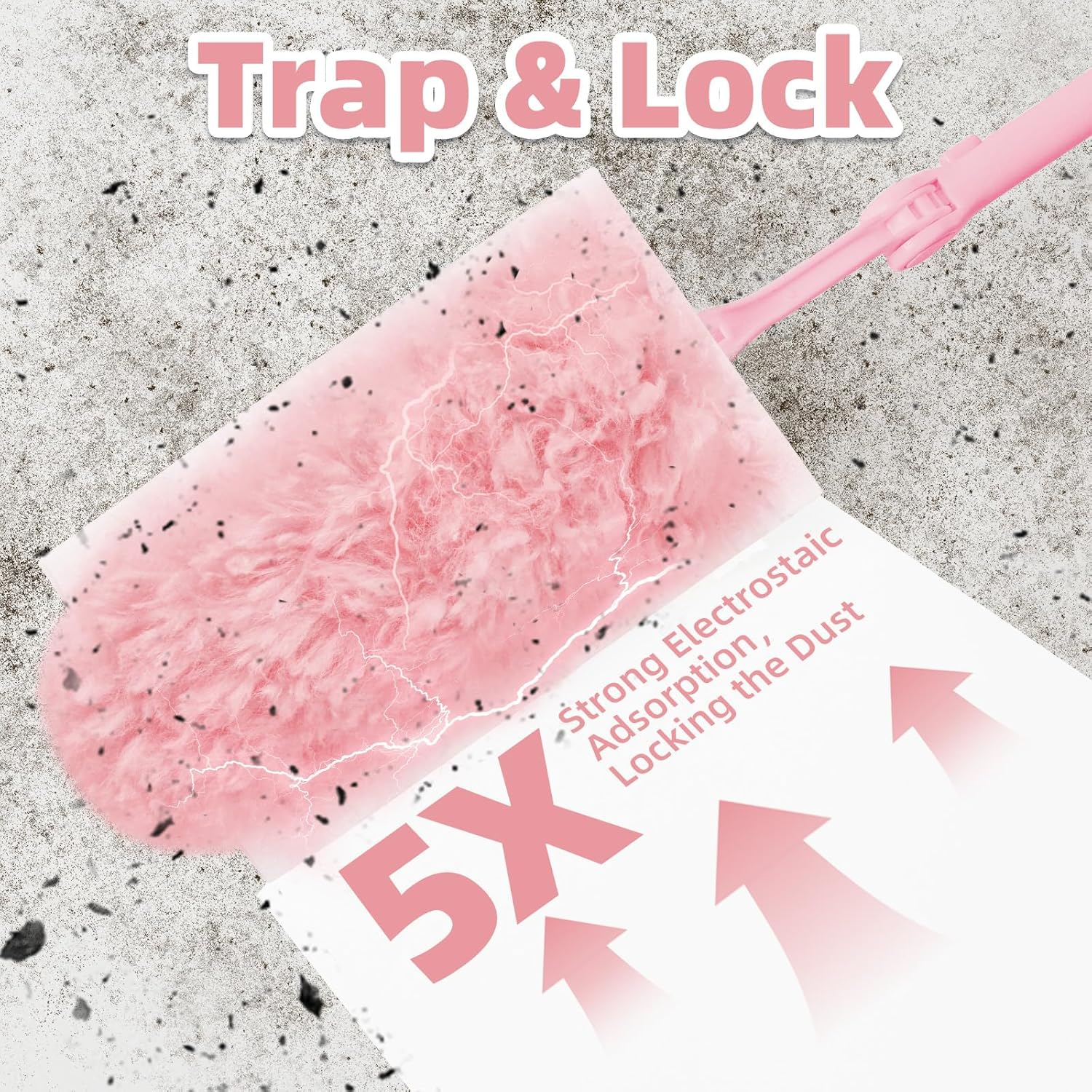 Nicemiya Pack of 37 Duster Compatible with Swiffer Dust Magnet Refill Pack 360&deg; Duster, for Cleaning Pet Hair, Dust Dirt (35 Cloths + 2 Handles, Pink) image number 2