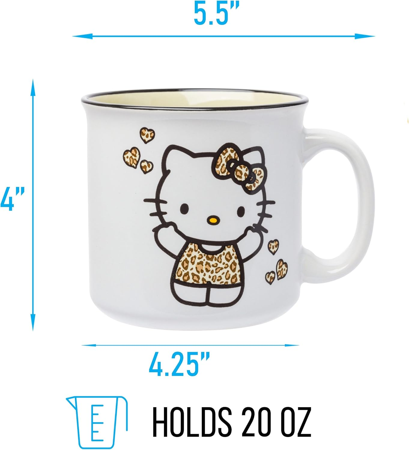 Silver Buffalo Sanrio Hello Kitty Leopard Outfit Ceramic Camper Mug, 20 Ounces image number 3