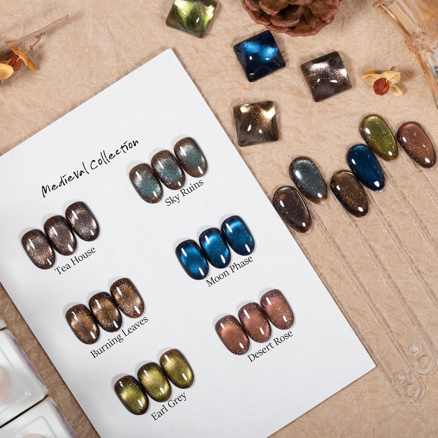 ADHERE Medieval Collection - 12Ml Dark Blue Cat Eye Gel Nail Polish 1Pc Holographic Magnetic Gel Polish, Soak Off, for Manicure Salon DIY at Home (Moon Phase) - Earl Grey image number 7