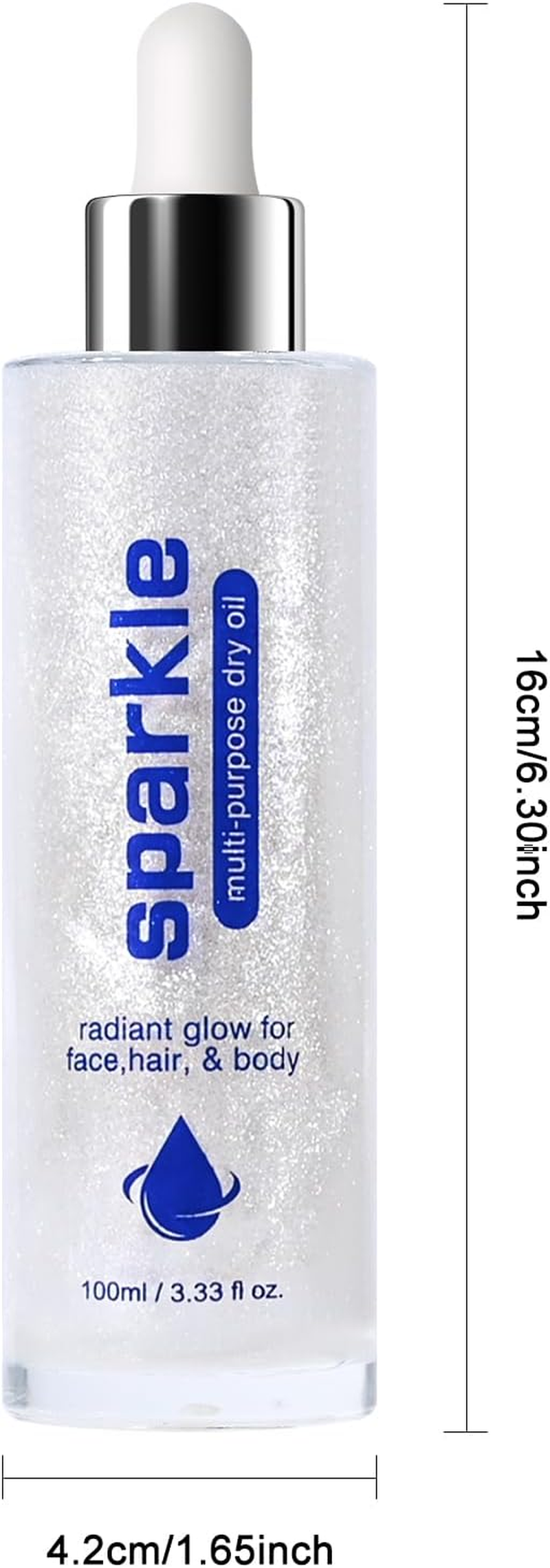 KYDA Body Shimmer Oil, High Gloss Face and Body Luminiser Oil, Face Glitter Lotion Makeup, Long Lasting and Moisturising Liquid Highlighting Drops for a Radiant Glow, White Moonbeam, 3.33 Fl Oz image number 4