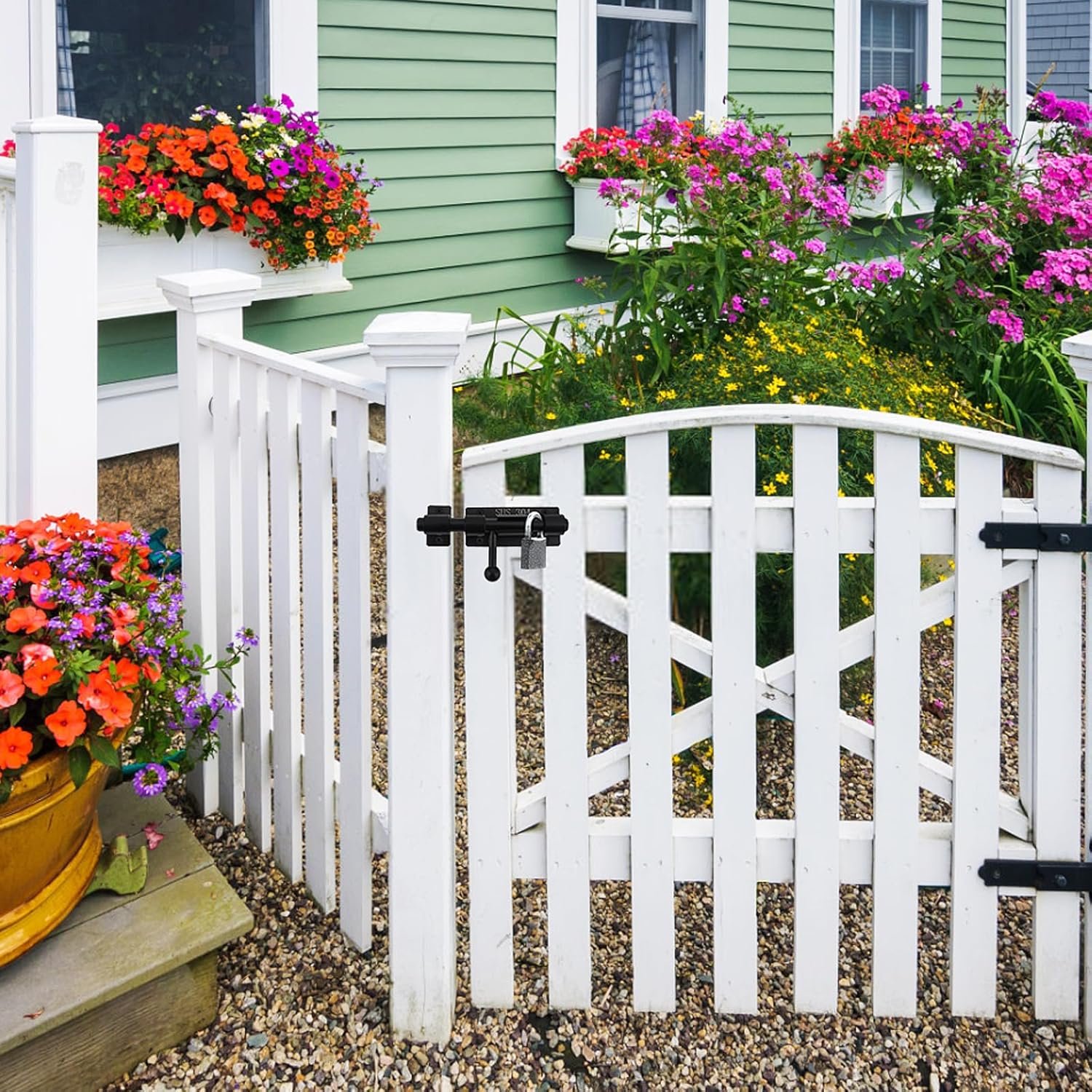 HOJLKLD Barrel Bolt Door Latch, 2 Pack 304 Stainless Steel Gate Barn Lock Latch with 8Mm Padlock Hole, Heavy Duty Black Slide Door Lock (Black, 4 Inch) image number 1
