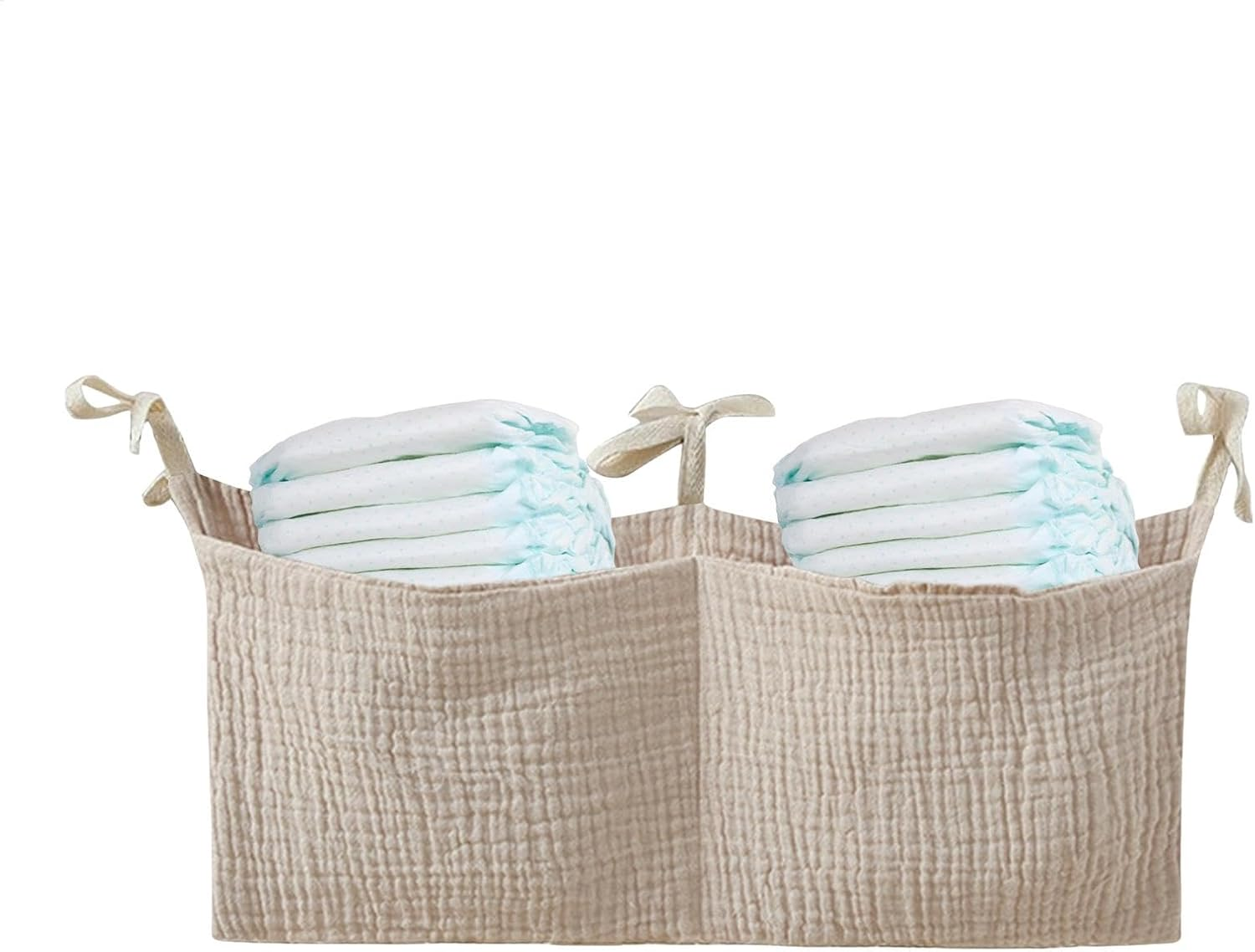 Portable Crib Organizer, Diaper Nursery Bag, Baby Bedding Organizer, Nappy Storage Bag, Multi-Use Baby Bedside Storage Bag, Cotton Diaper Organizer for Crib and Nursery, 38X18 Cm, image number 3