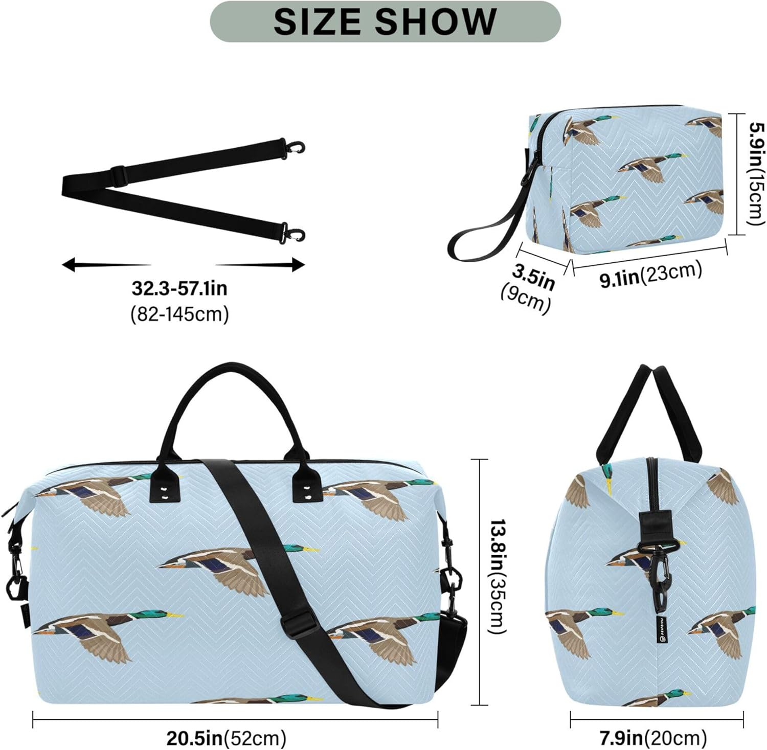 Duffel Bags Workout Bag Weekend Bag with Adjustable Strap for Trekking Multifunctional Bird Duck, Multi, One Size, Modern/Fitted, Multi, One Size, Modern/Fitted image number 1