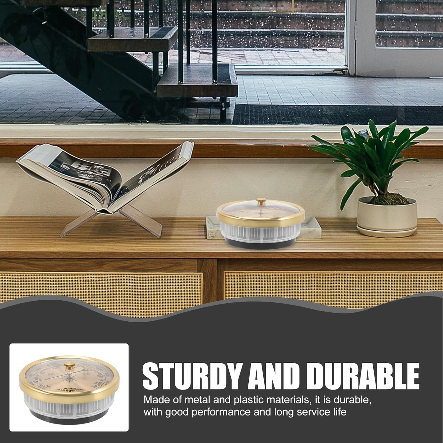 UPKOCH Dial Type Aneroid Barometer Home Use Wall-Mounted Adjustable Multifunctional Weather High Precision Temperature Gauge image number 4