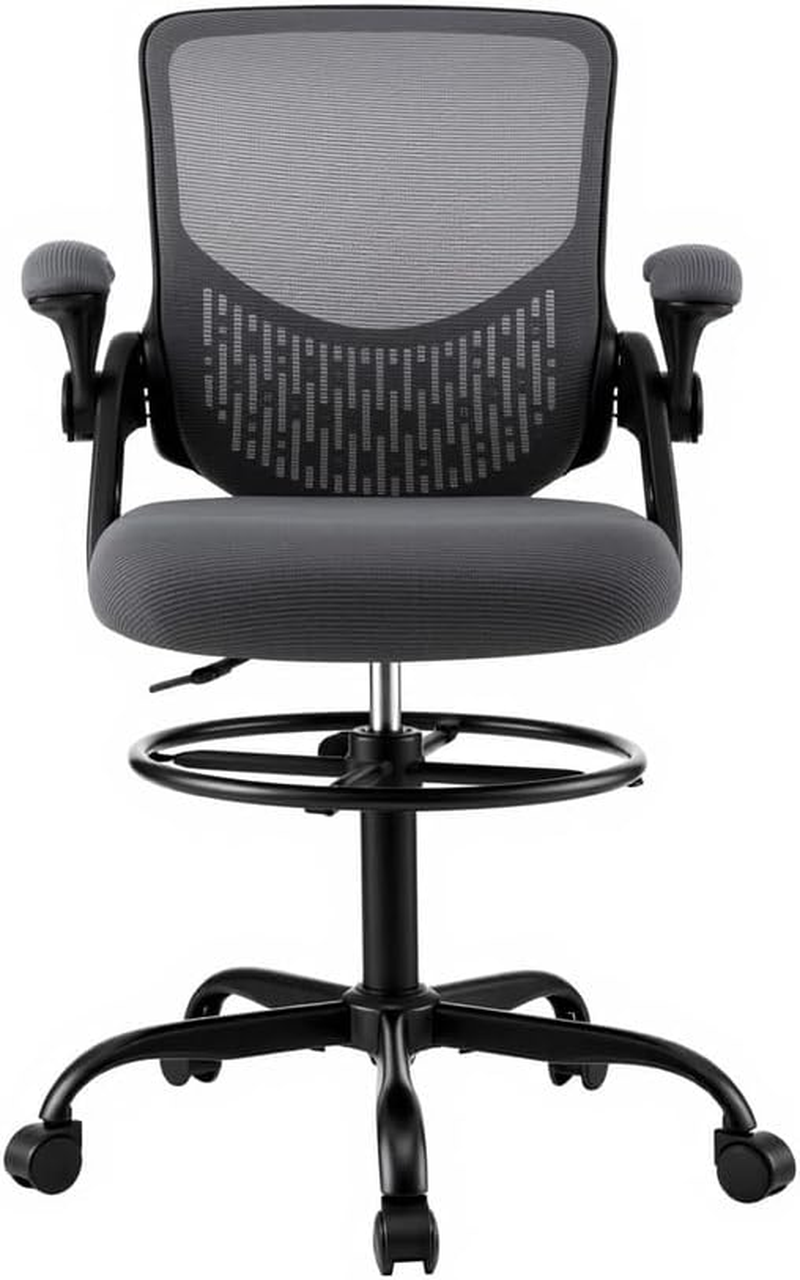 Artiss Office Chair Drafting Chairs Stool Home Office Computer Desk Chair Studios Mesh Grey image number 4