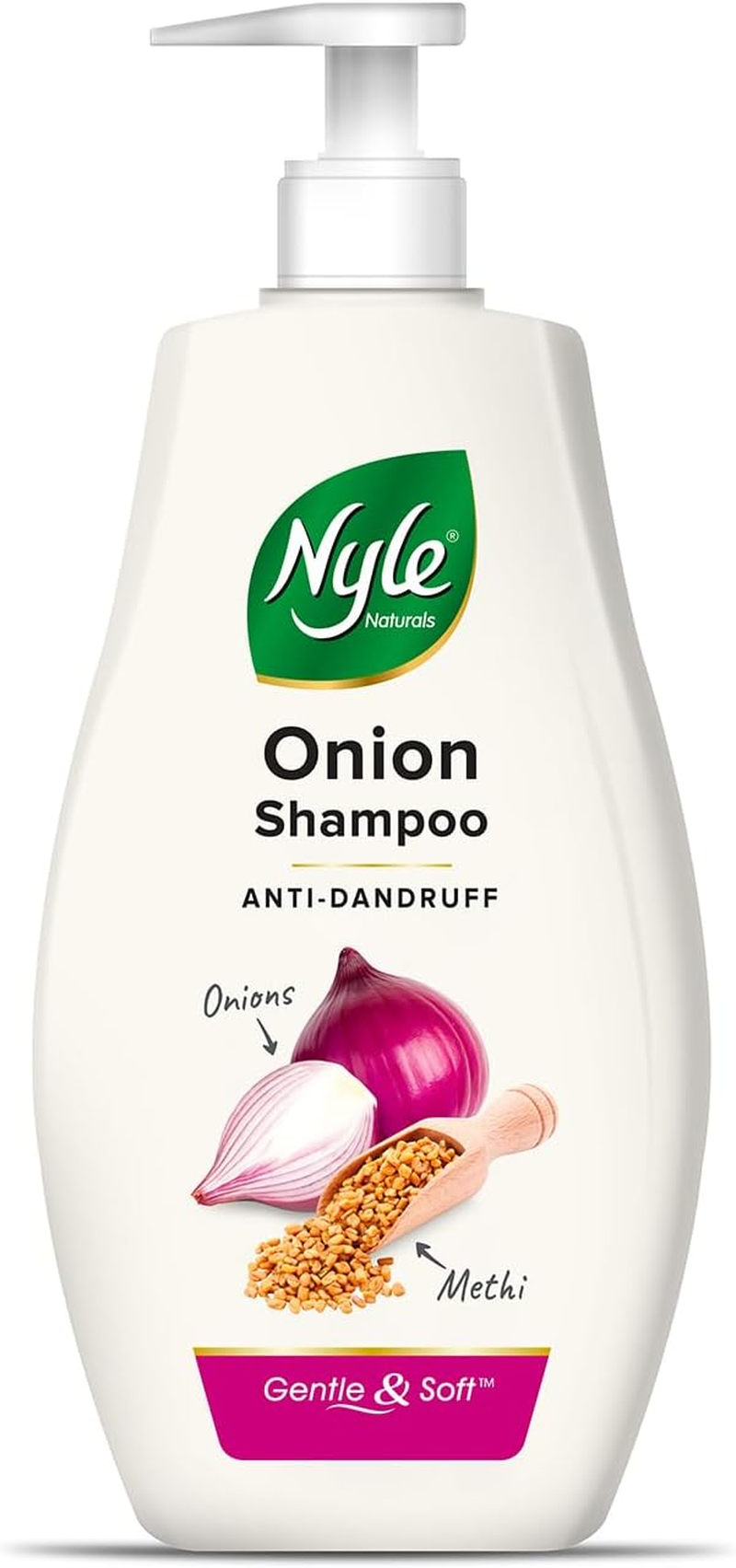 Nyle Naturals Onion and Methi anti Dandruff 2 In1 Shampoo with Active Conditioner, 400Ml