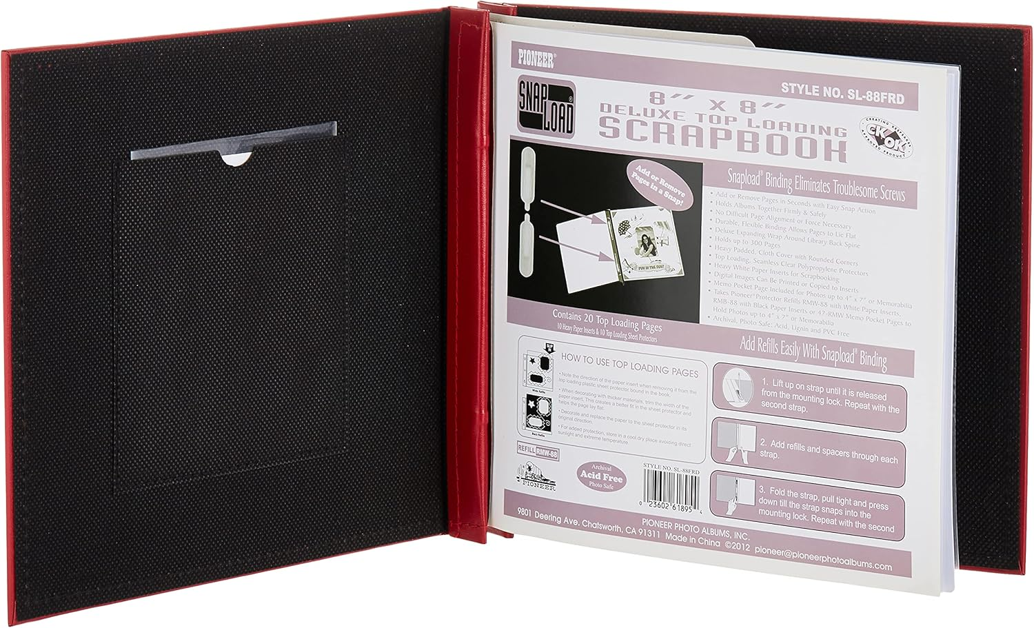 Snapload 8X8 Frame Leatherette Scrapbook, Red image number 2