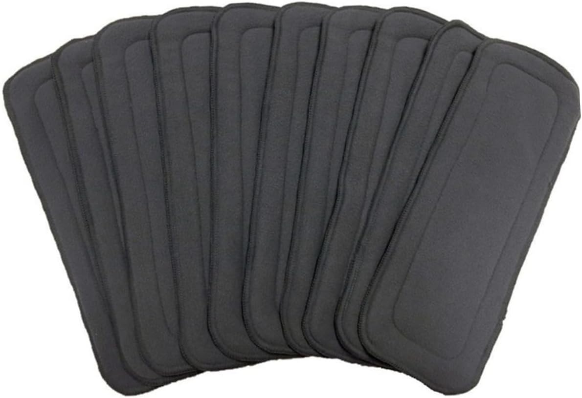 FRCOLOR 5-Layer Bamboo Charcoal Fiber Cloth Diaper Liners for Baby, Washable Reusable Cloth Diapers, Grey, 10Pcs Set, Baby Nappy Liners for Sensitive Skin image number 1