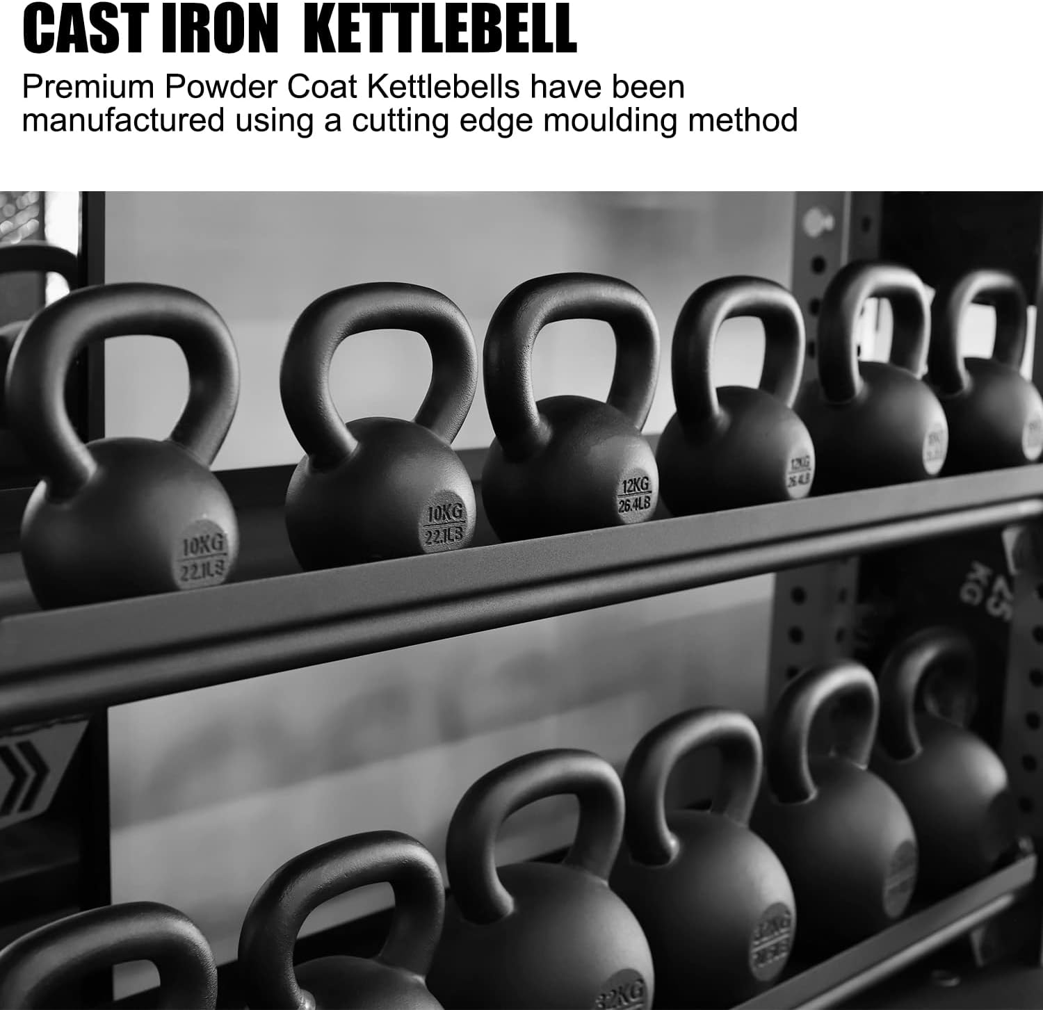 Powder Coated Cast Iron Kettlebells,Classic Kettlebell Weights, Black Kettle Bell 4Kg-48Kg,For Home Gym,Fitness,Workouts, Exercise,Weight Training image number 2