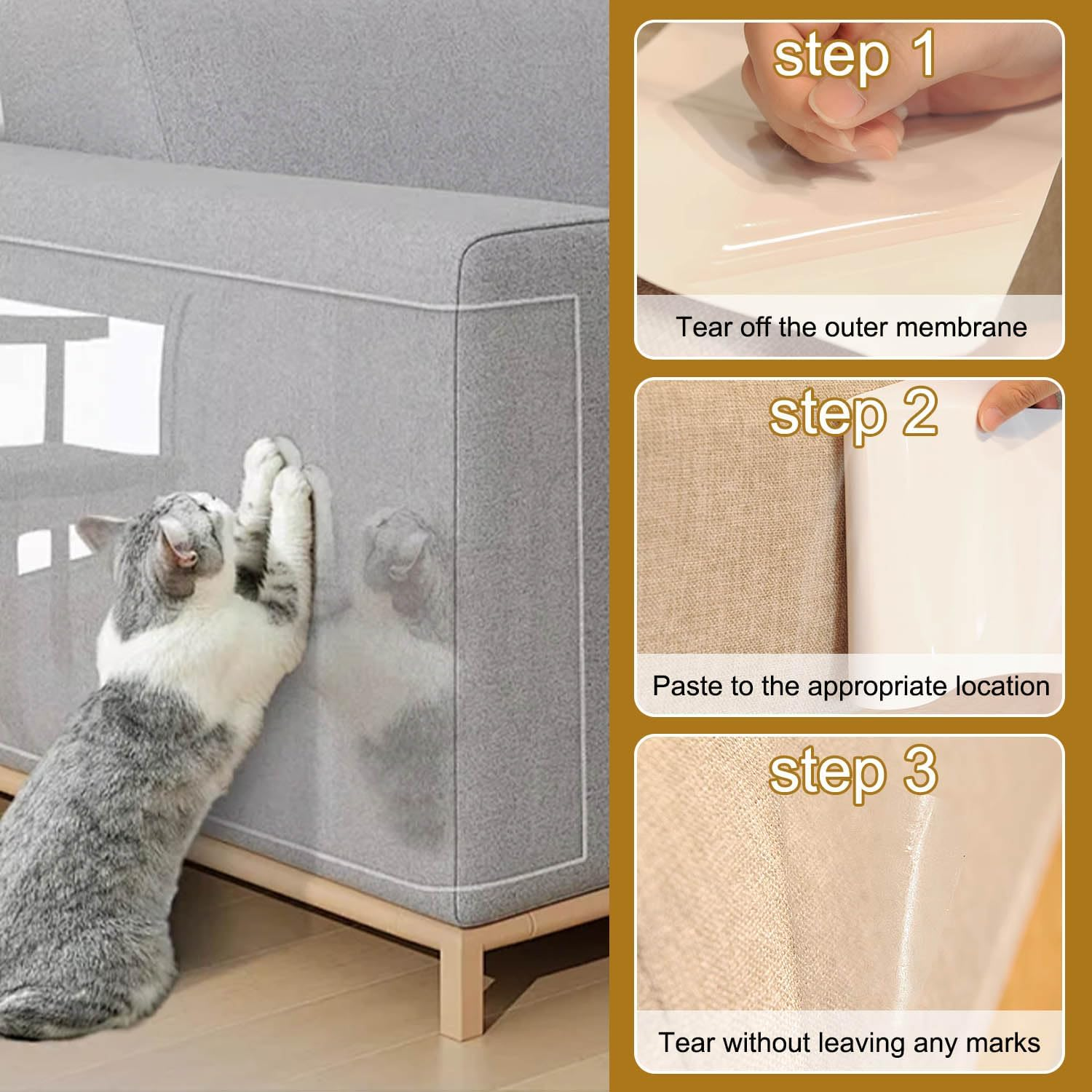 Self-Adhesive Cat Scratch Film, 30 X 300 Cm, Scratch Protection, Sofa Protection, Cat Scratching Film, Cats for Furniture, Anti-Scratch Film for Cats, PVC Cats, Scratch Protection, Sofa image number 6