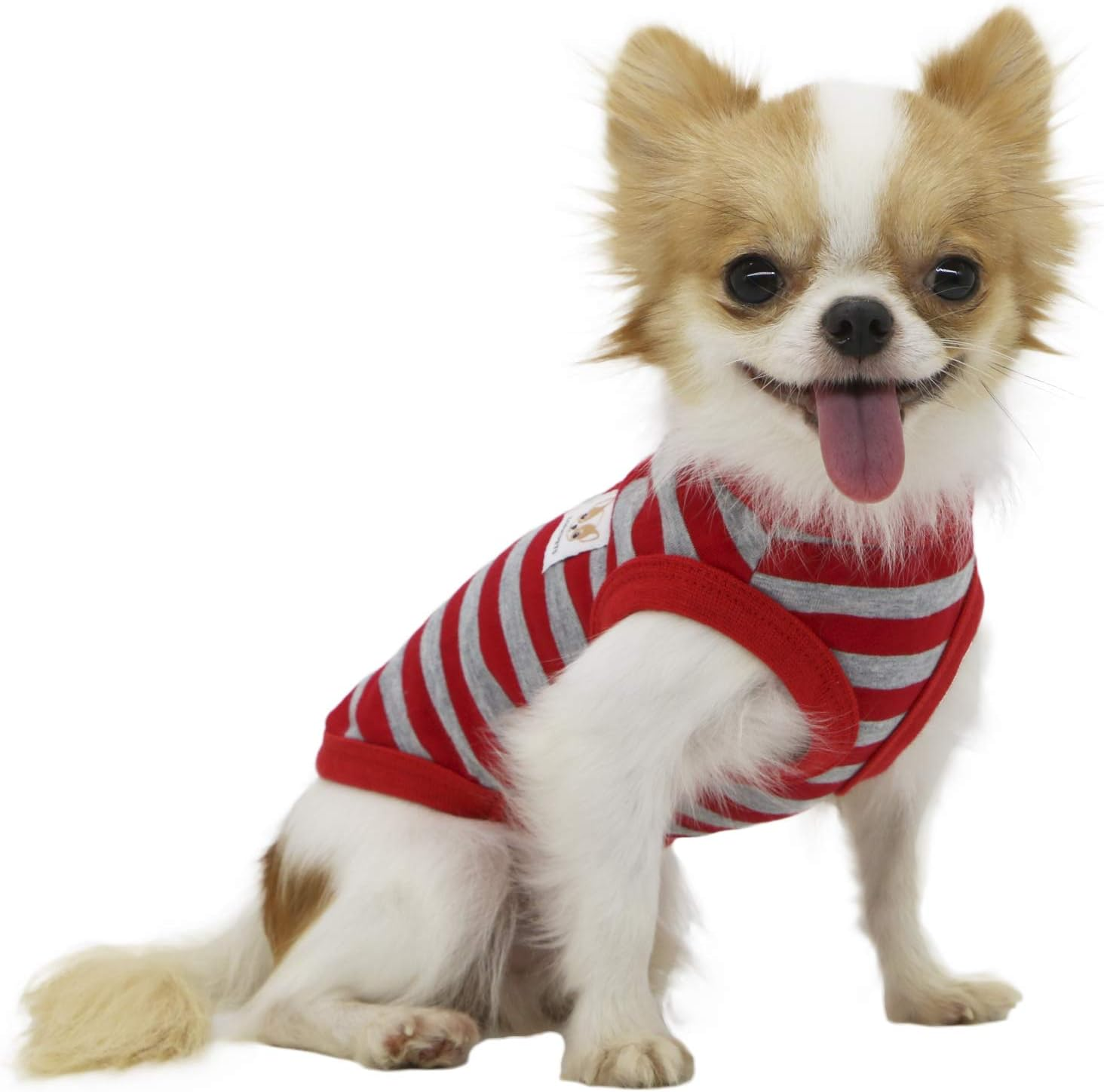 LOPHIPETS 100% Cotton Striped Dog Shirts for Small Dogs Chihuahua Puppy Clothes Tank Vest-Black and Gray Strips/Xxs