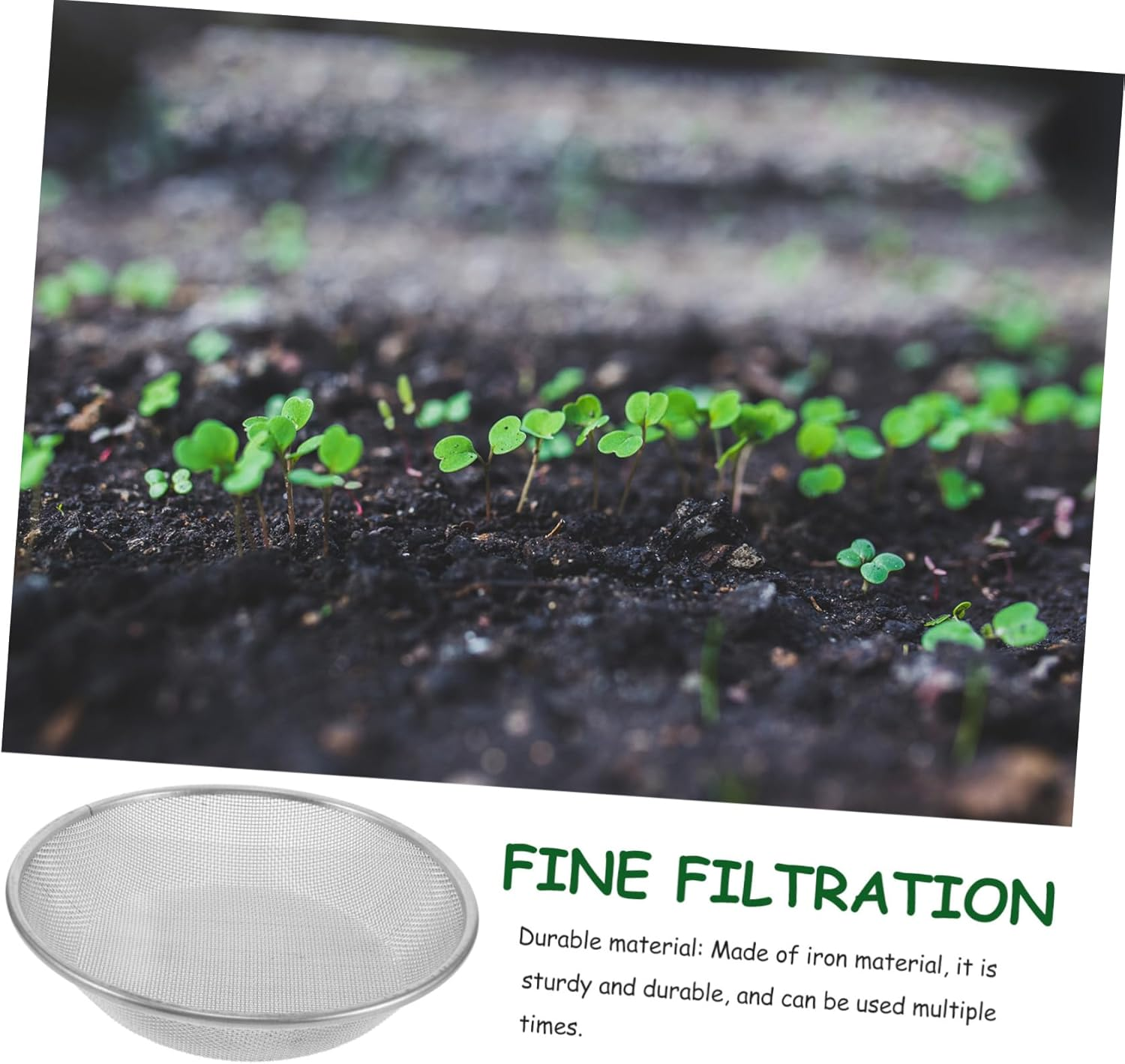 KONTONTY Fine Mesh Sandstone Sieve Tool for Garden Women Gardening Gloves Soil Sifter Strainer Pan Compatible Bucket image number 1