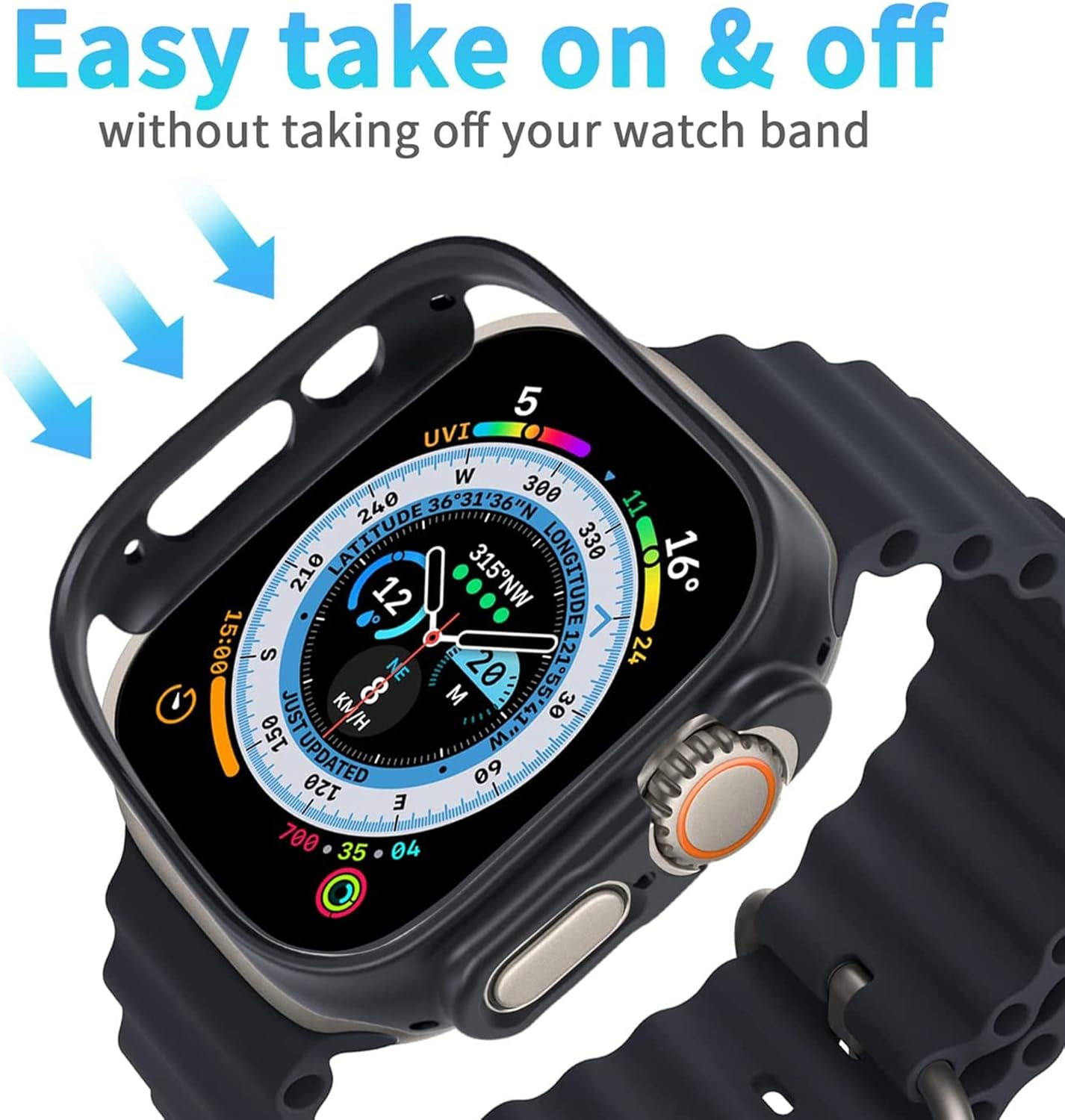 MEZON Premium Carbon Black Hard PC Protective Case for Apple Watch Ultra 3/2/1 (49Mm) &ndash; Wireless Charging Compatible (Watch Ultra, Black) - Crystal Clear image number 7