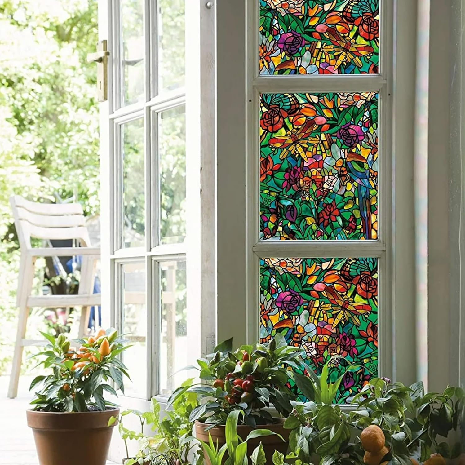 D-C-Fix 346-0647 -2PKA Self-Adhesive Privacy Glass Window Film, Spring Chapel/Tulia, 17" X 78" Roll, 2-Pack with Applicator image number 1