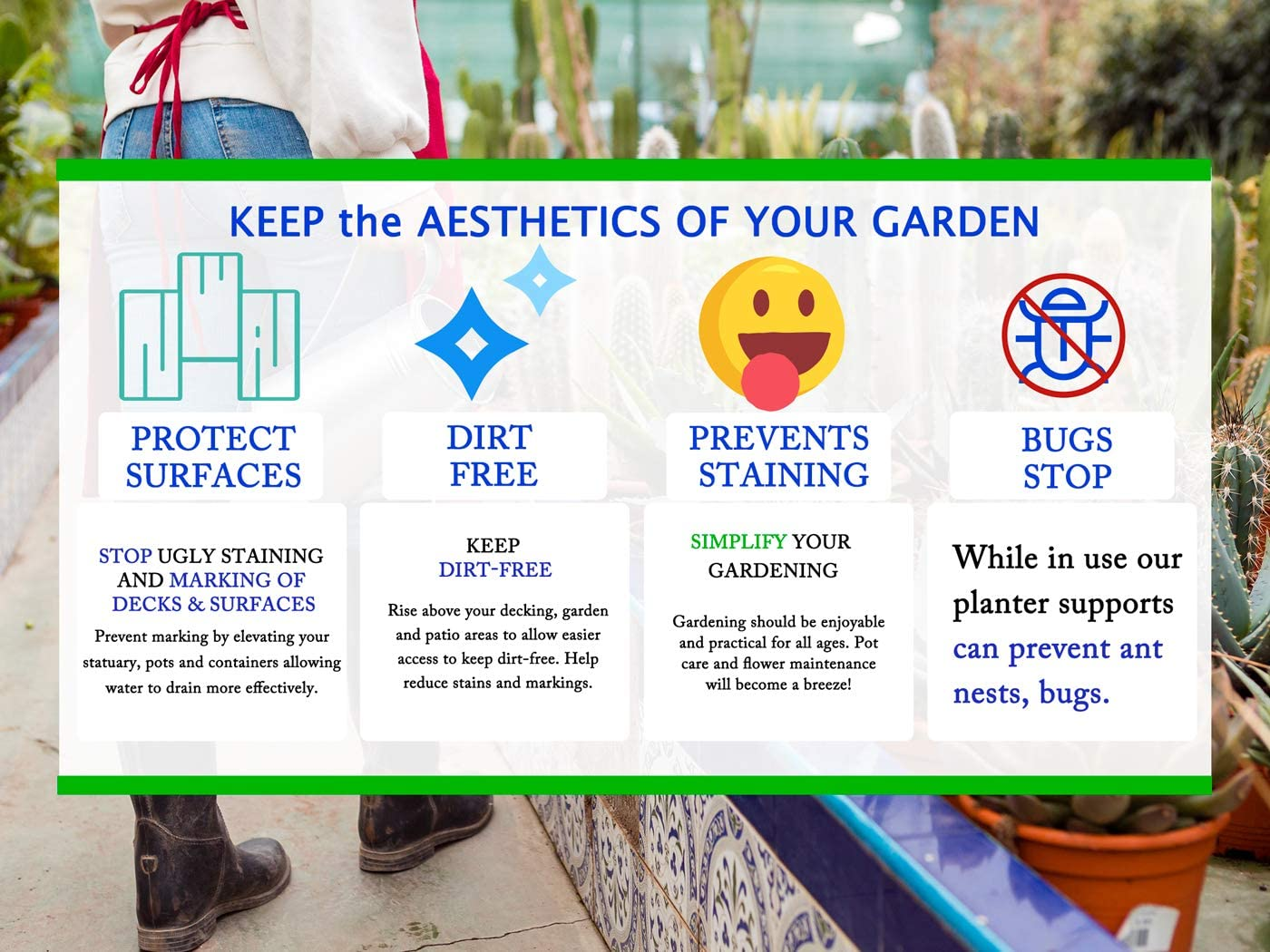 24 Pack Invisible Pot Feet with Enhanced Non-Slip Surface Grip Plant Pots and Flowers, Solid Rubber Pots Risers, Pot Lifters for Indoor or Outdoor Planters image number 5