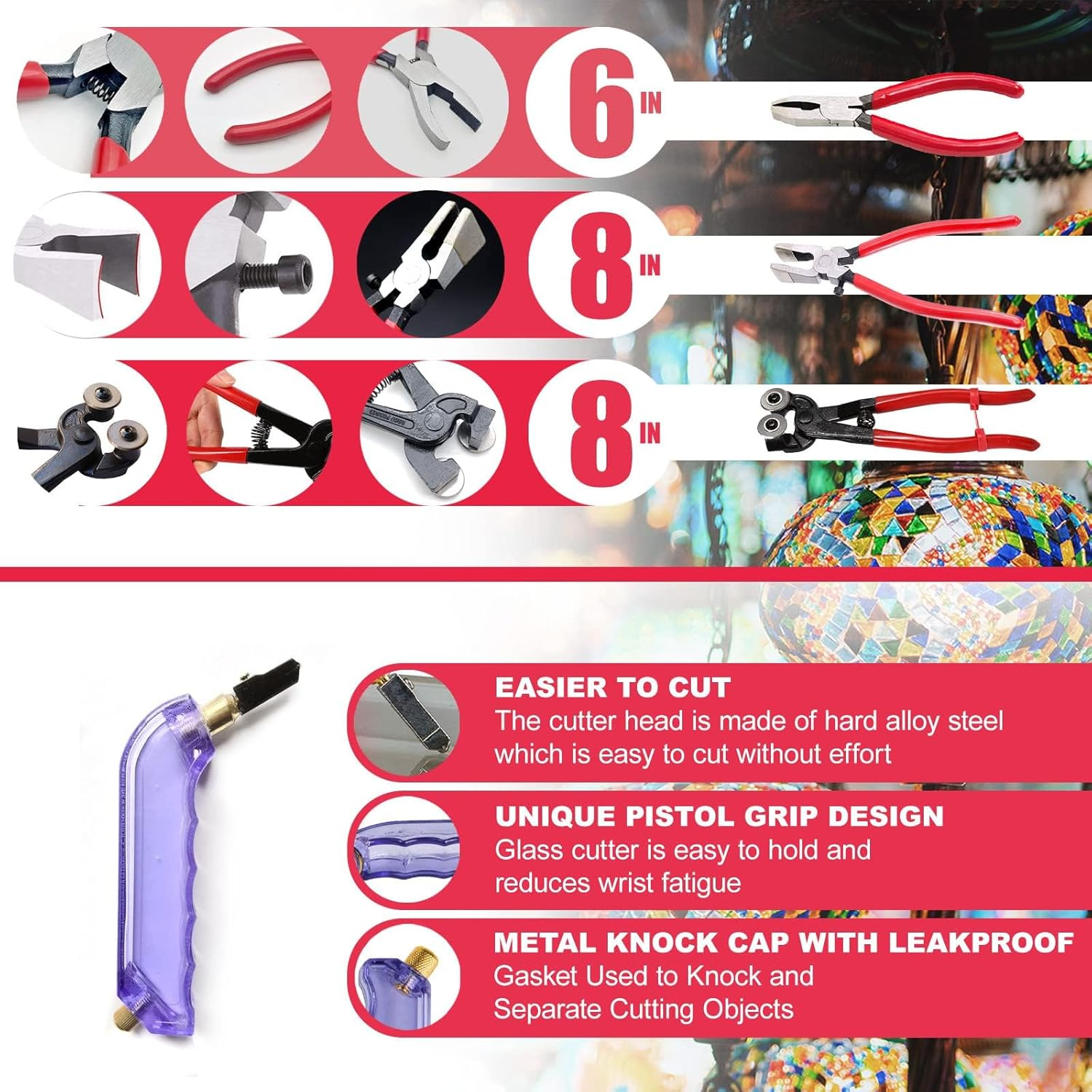 Stained Glass Starter Kit,With 3Pcs Grinder Bit + 3Pcs Grinding Disc&Glass Cutting Kit & Soldering Iron Kit&Automatic Water Supply Kit for Grinding Multi Angles&Curves image number 1