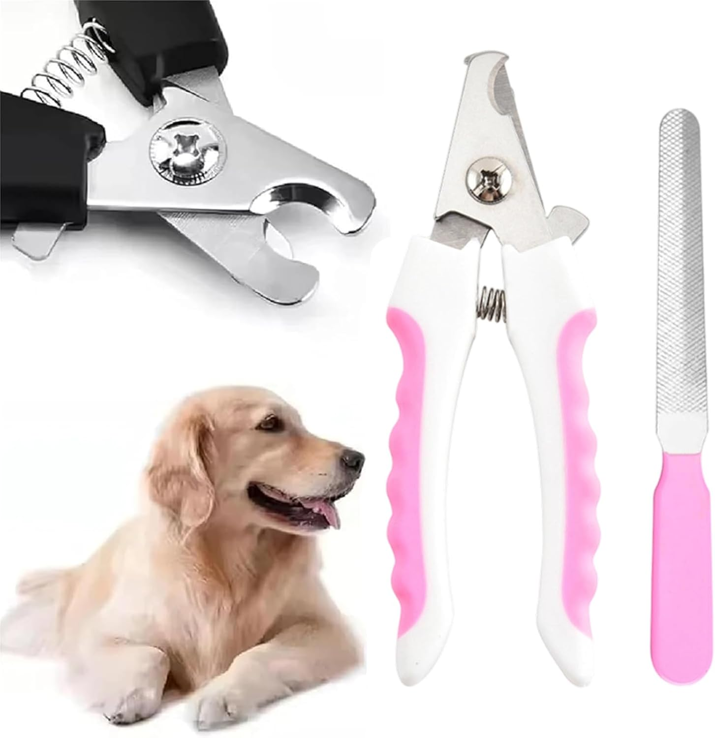 Dog Nail Clippers and Trimmer with Nail File, Professional Pet Grooming Tool for Small to Large Dogs and Cats, Pink and White Design image number 5