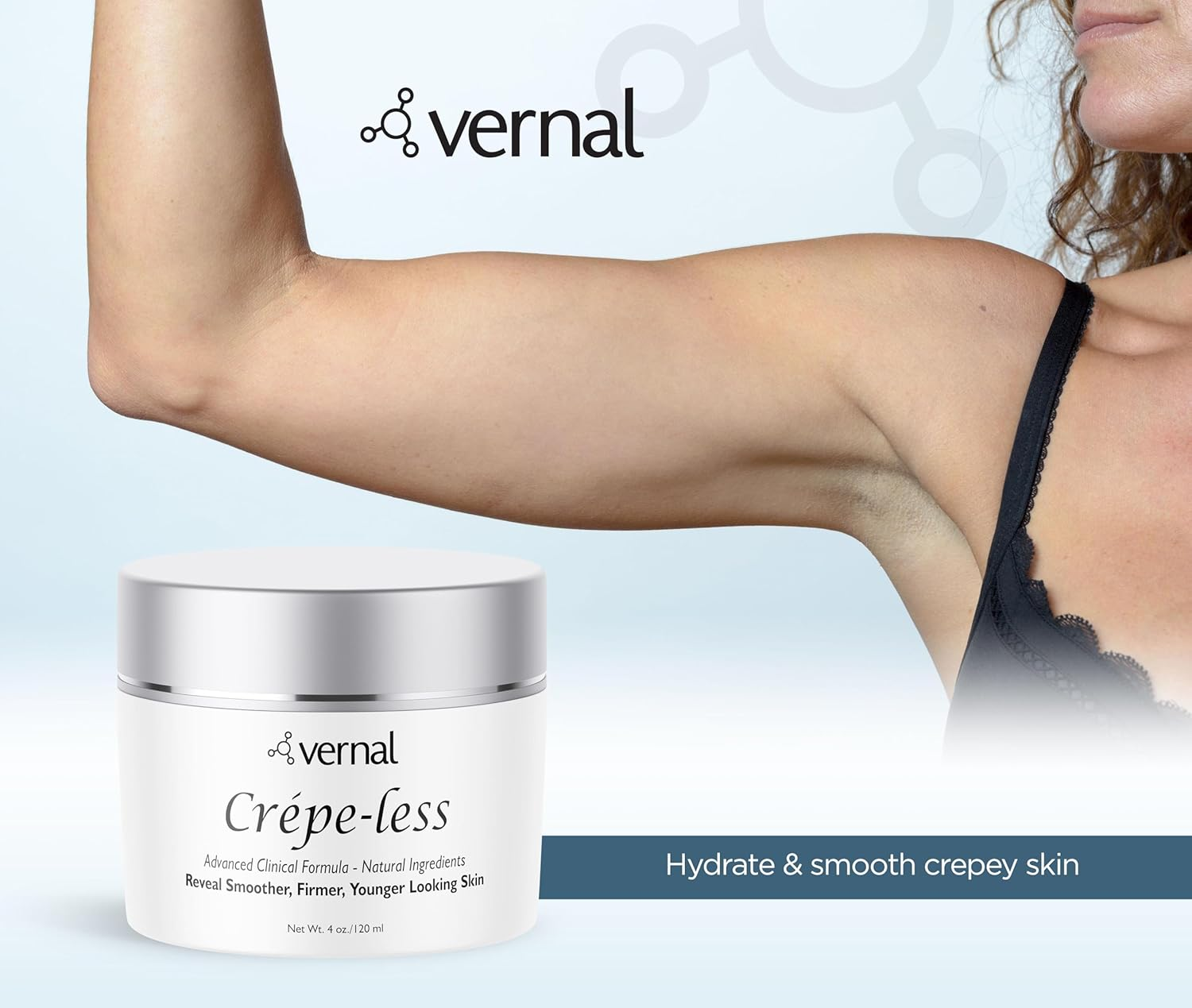 Crepe-Less Skin Firming Cream to Repair Crepey Arms and Neck. Best Tightening Cream to Erase Crepy Skin on Arms, Neck and Body. Best Moisturiser to Treat Saggy, Crepe Skin. Made in USA image number 2