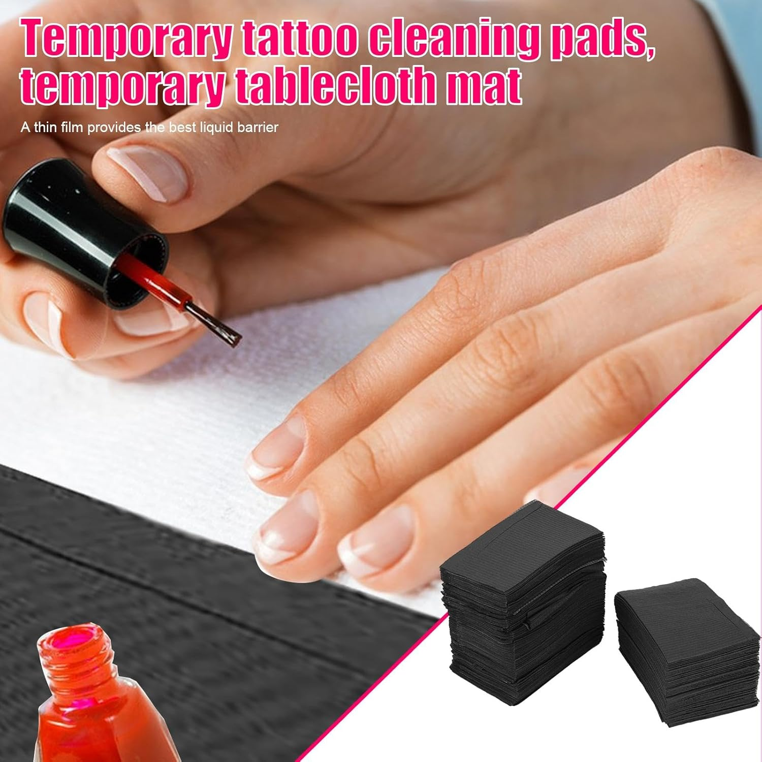 Evikoo Dispossable Nail Bibs, Dispossable Nail Art Table Mat, Waterproof Nail Art Mat Paper Sheet, Nail Table Bibs, Nail Mats for Table, Nail Tech Cleaning Supplies for Beauty Salons, Nail Shop image number 4