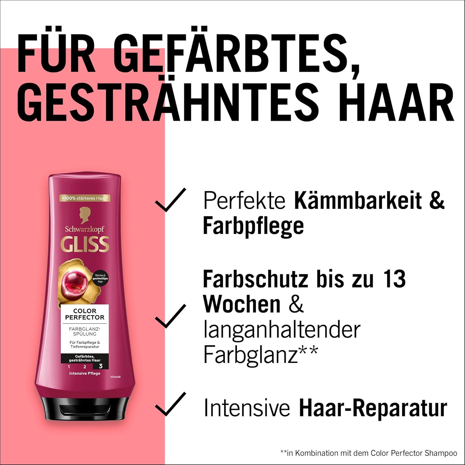 Gliss Color Perfector Conditioner (200 Ml), Conditioner with Hyaluronic Complex & Cranberry Extract for Highlighted & Dyed Hair Provides Colour Protection and Radiant Colour Shine image number 4