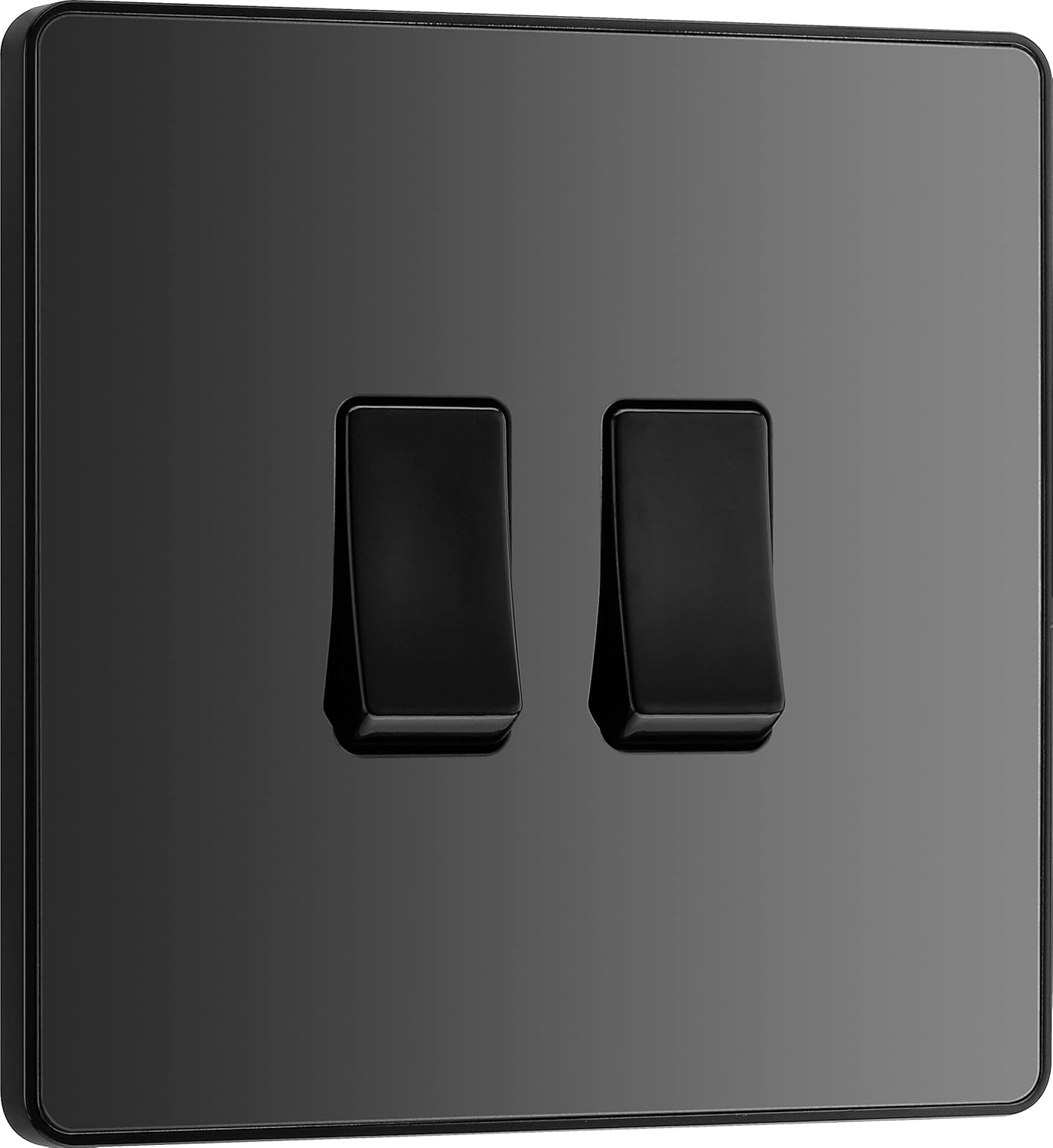 BG Electrical Single Wall Light Switch, Wide Rocker, 2 Way, Screwless Front Plate, round Edges, Evolve, Pearlescent White, 20A, 16AX, PCDCL12WW