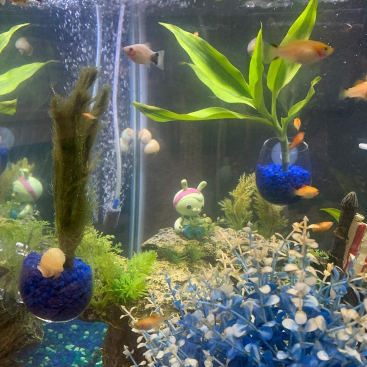 8 Pcs Plant Pot Aquarium Decor, Aquatic Cup, Magnifying Glass Shelf, Crystal Planter Holder